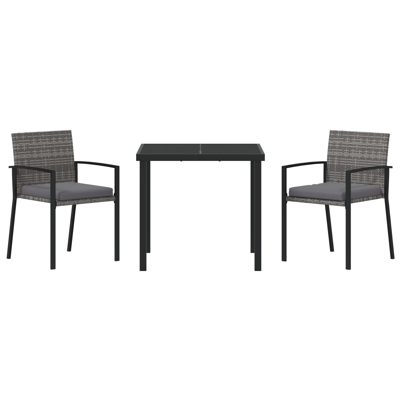 Set de dining pentru grădină 3 piese gri poliratan GartenMobel Dekor