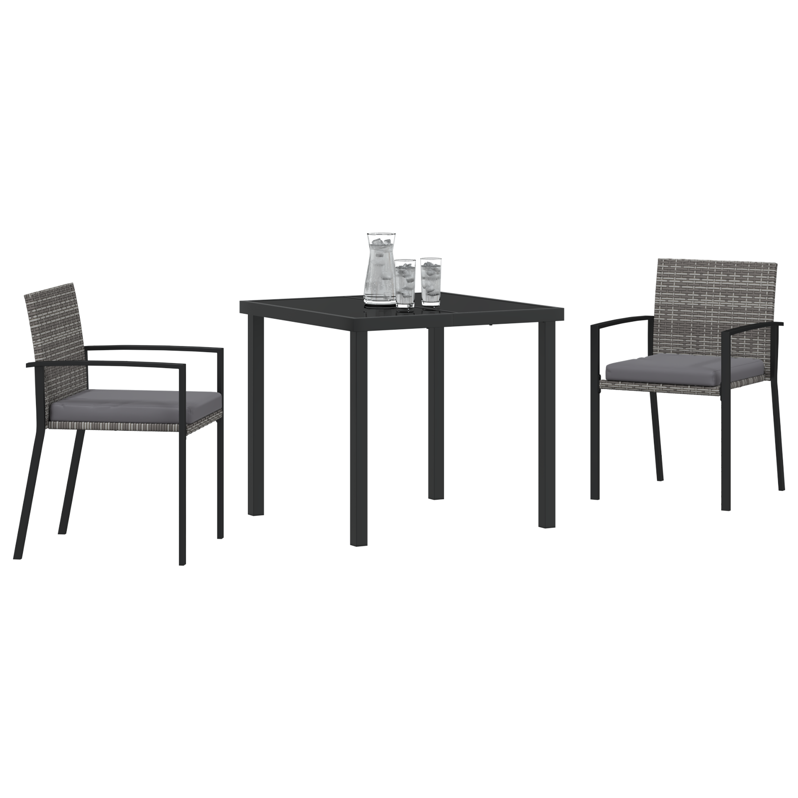 Set de dining pentru grădină 3 piese gri poliratan GartenMobel Dekor