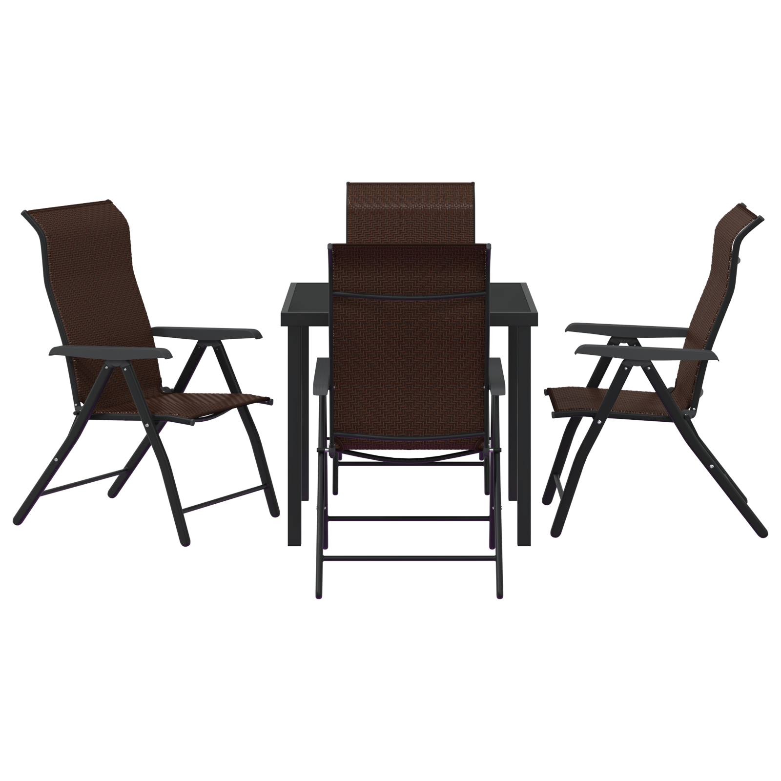Set de dining pentru grădină 5 piese Maro Ratan poliester GartenMobel Dekor
