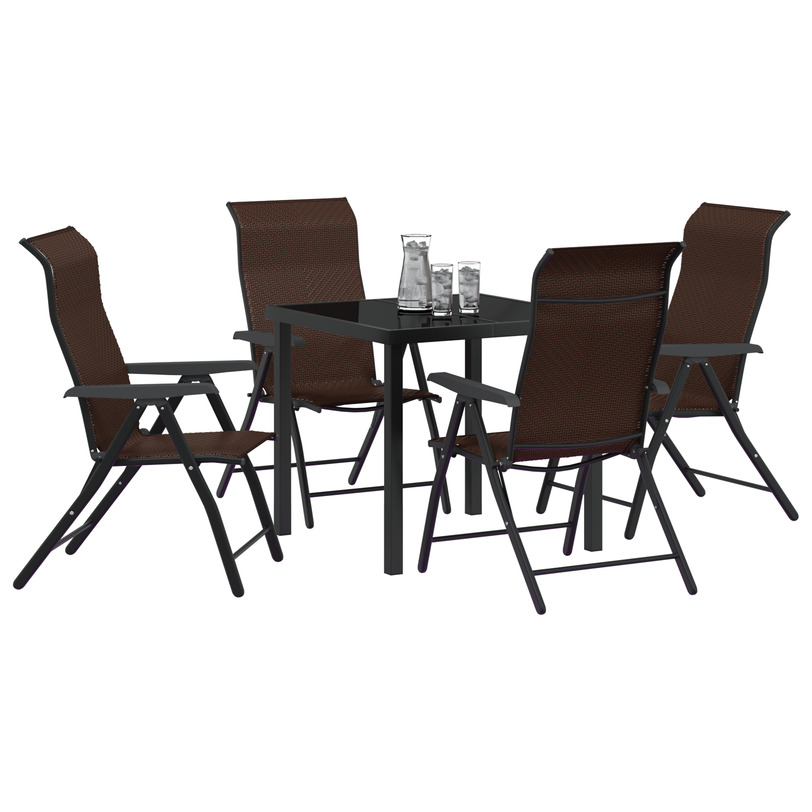 Set de dining pentru grădină 5 piese Maro Ratan poliester GartenMobel Dekor