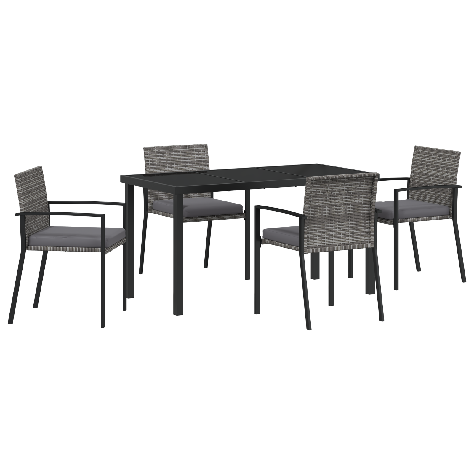 Set de dining pentru grădină 5 piese gri poliratan GartenMobel Dekor