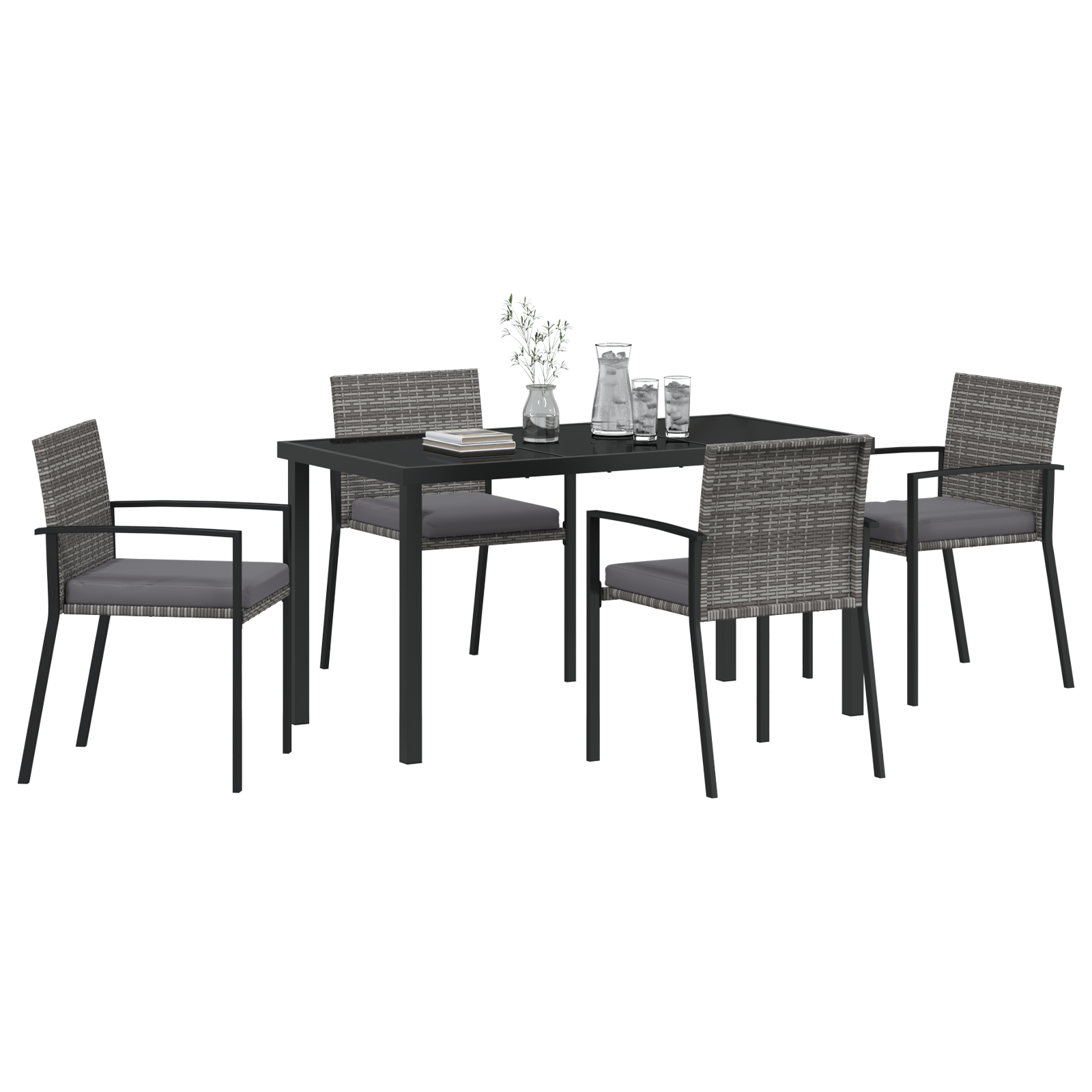 Set de dining pentru grădină 5 piese gri poliratan GartenMobel Dekor