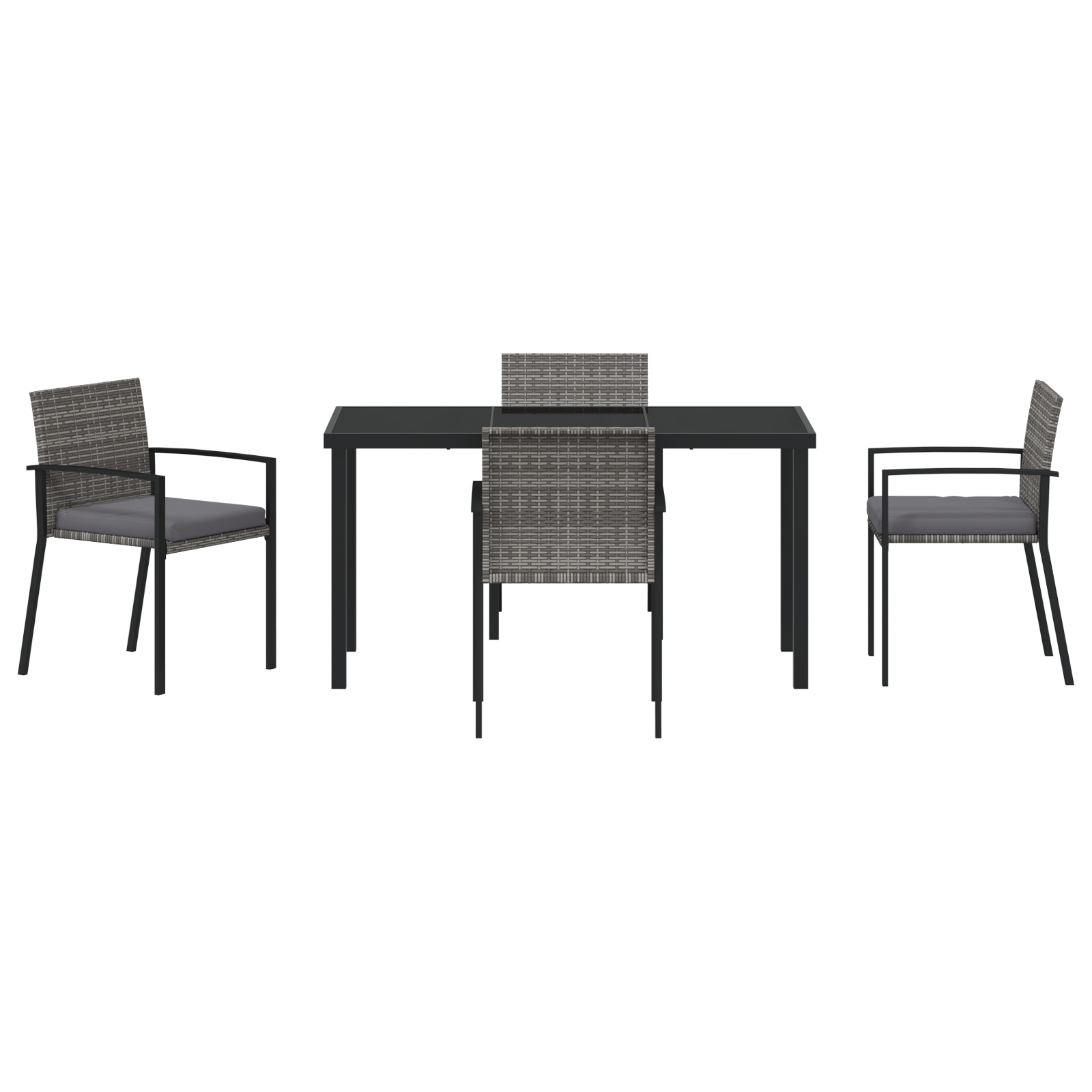 Set de dining pentru grădină 5 piese gri poliratan GartenMobel Dekor