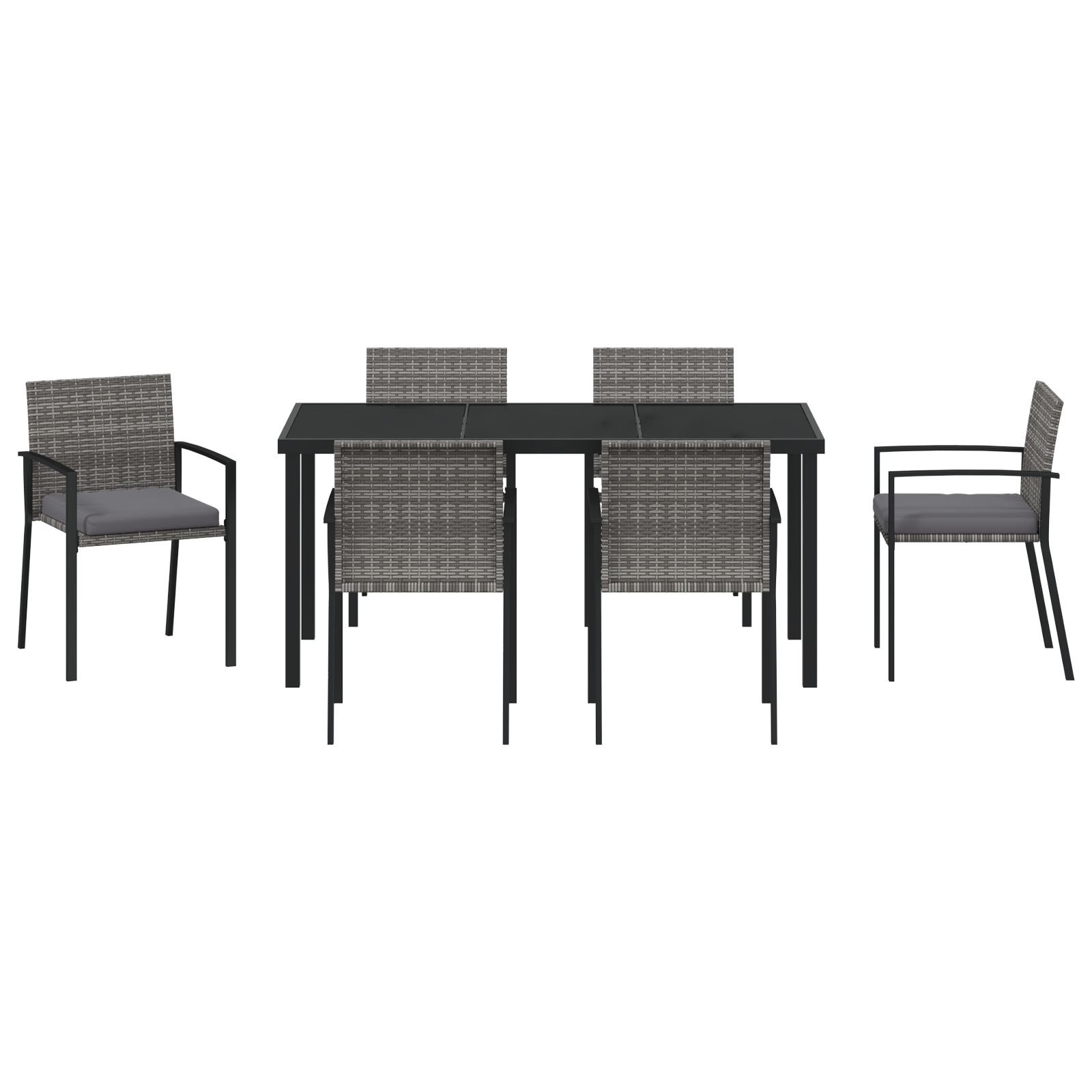 Set de dining pentru grădină 7 piese Gri Poliratan GartenMobel Dekor