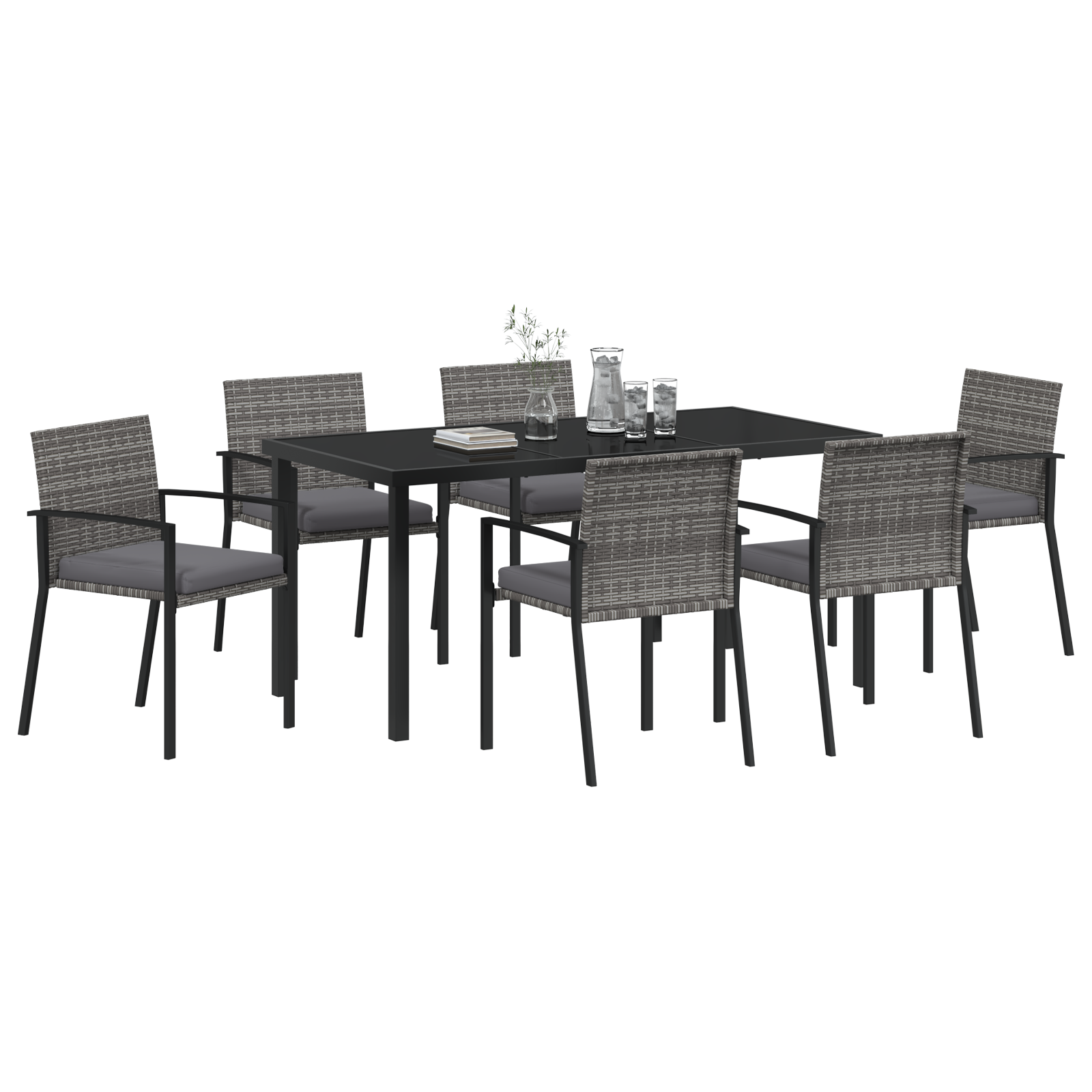 Set de dining pentru grădină 7 piese Gri Poliratan GartenMobel Dekor