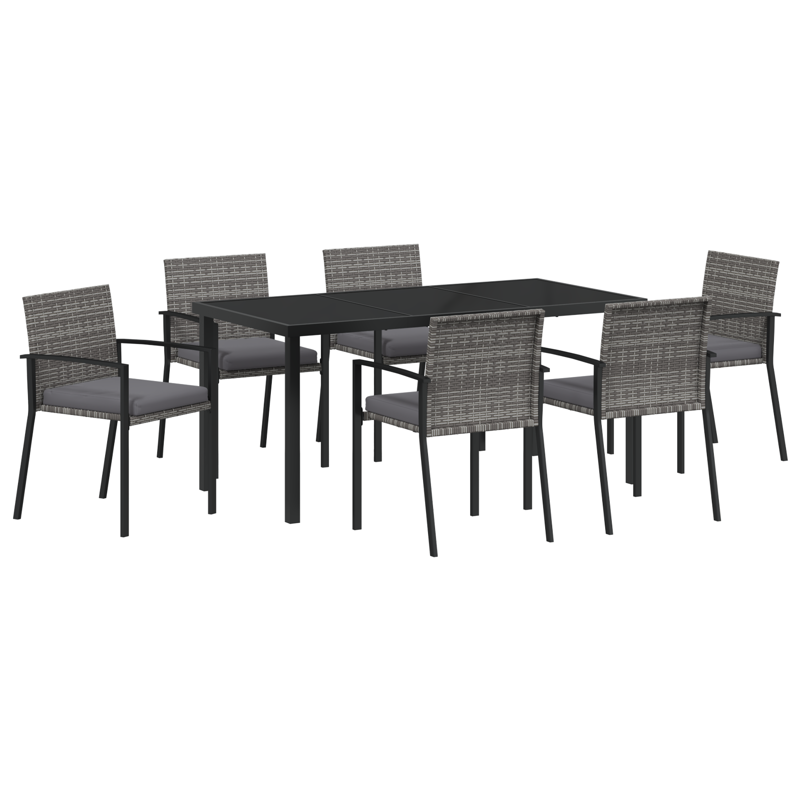 Set de dining pentru grădină 7 piese Gri Poliratan GartenMobel Dekor