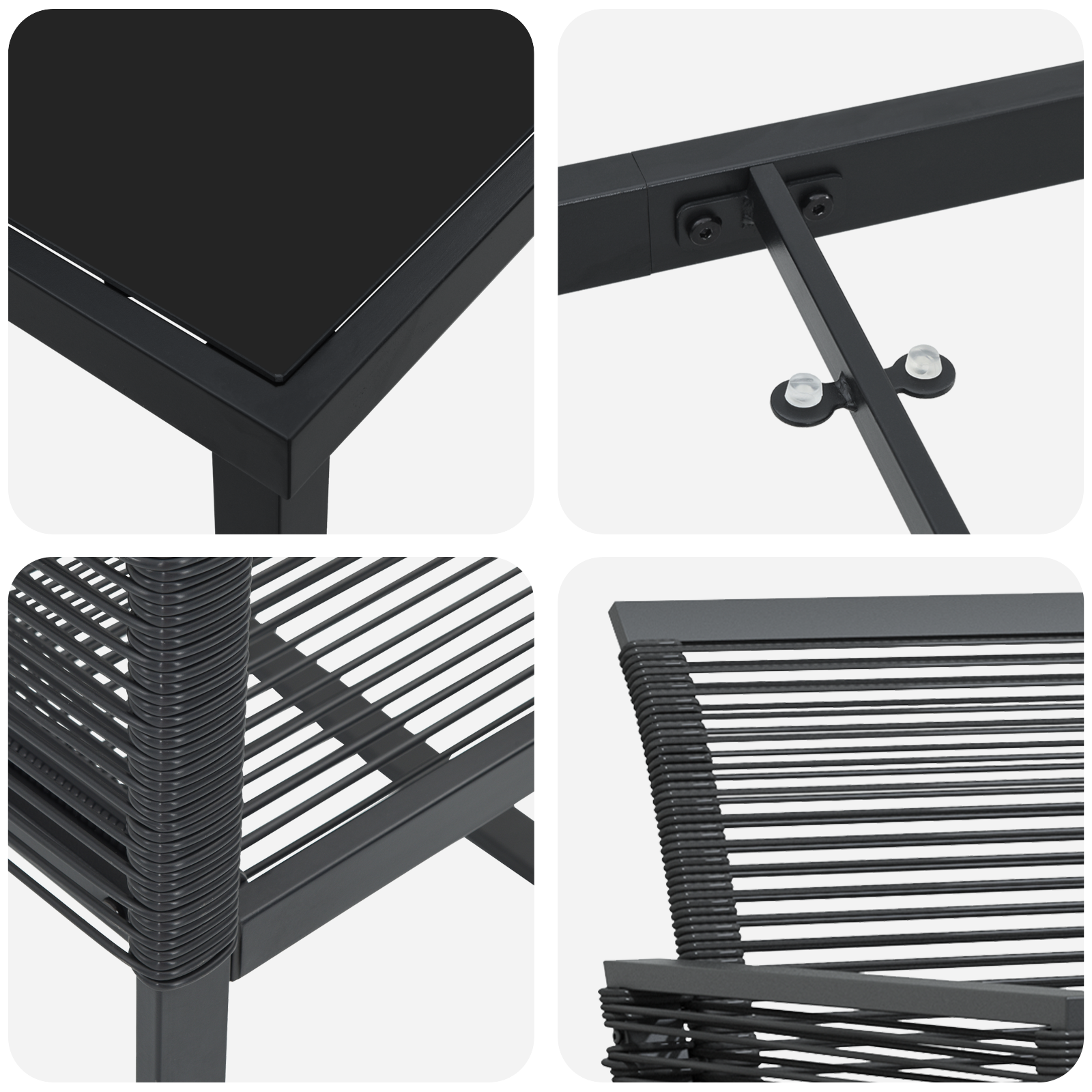 Set Cină Grădină 5 Piese Ratan Poli Negru GartenMobel Dekor
