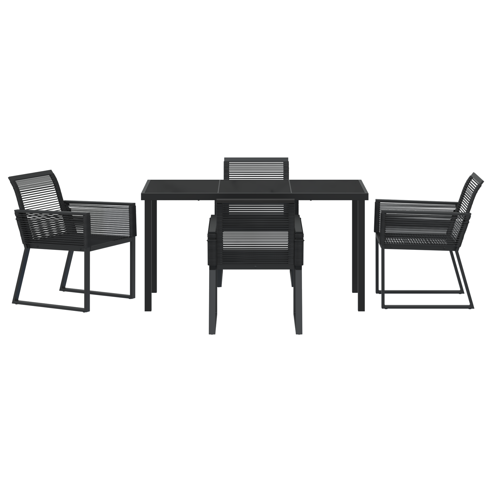 Set Cină Grădină 5 Piese Ratan Poli Negru GartenMobel Dekor