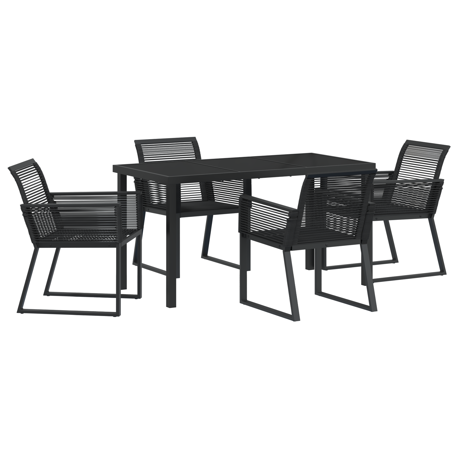 Set Cină Grădină 5 Piese Ratan Poli Negru GartenMobel Dekor