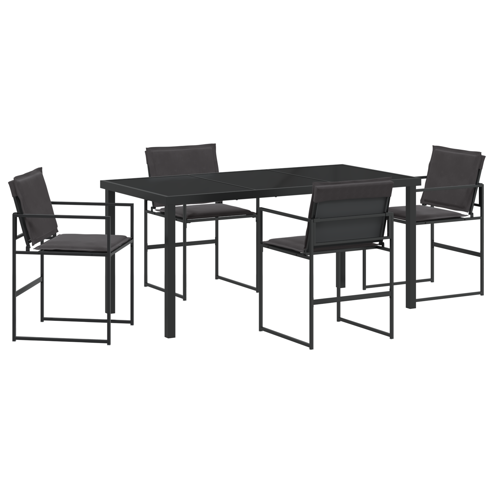 Set de 5 Piese pentru Dining în Grădină cu Pernițe Negru Textilene și Oțel GartenMobel Dekor