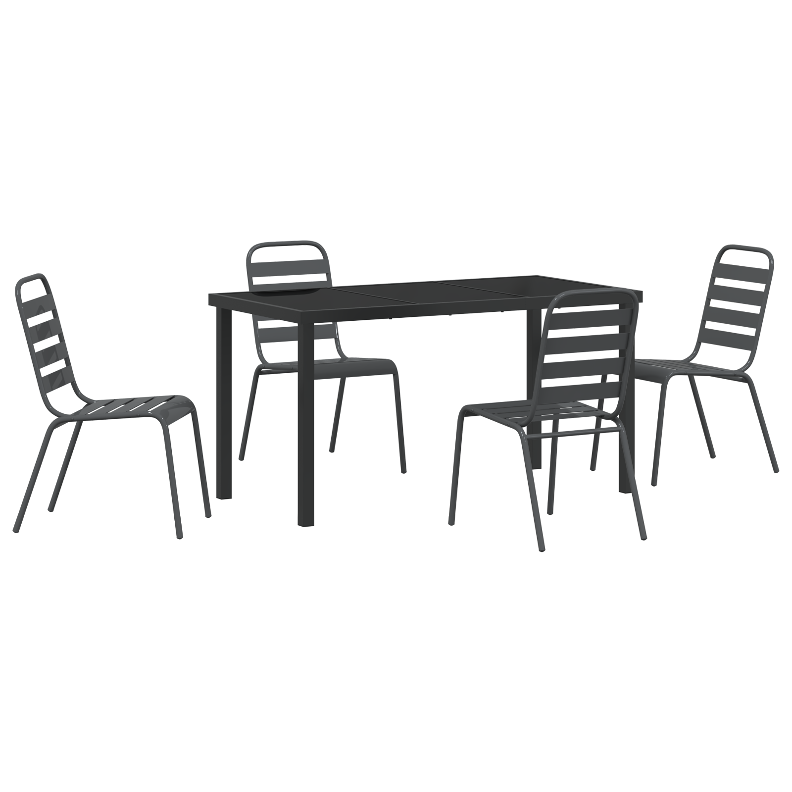 Set de Dining din 5 Piese Gri închis din Oțel GartenMobel Dekor