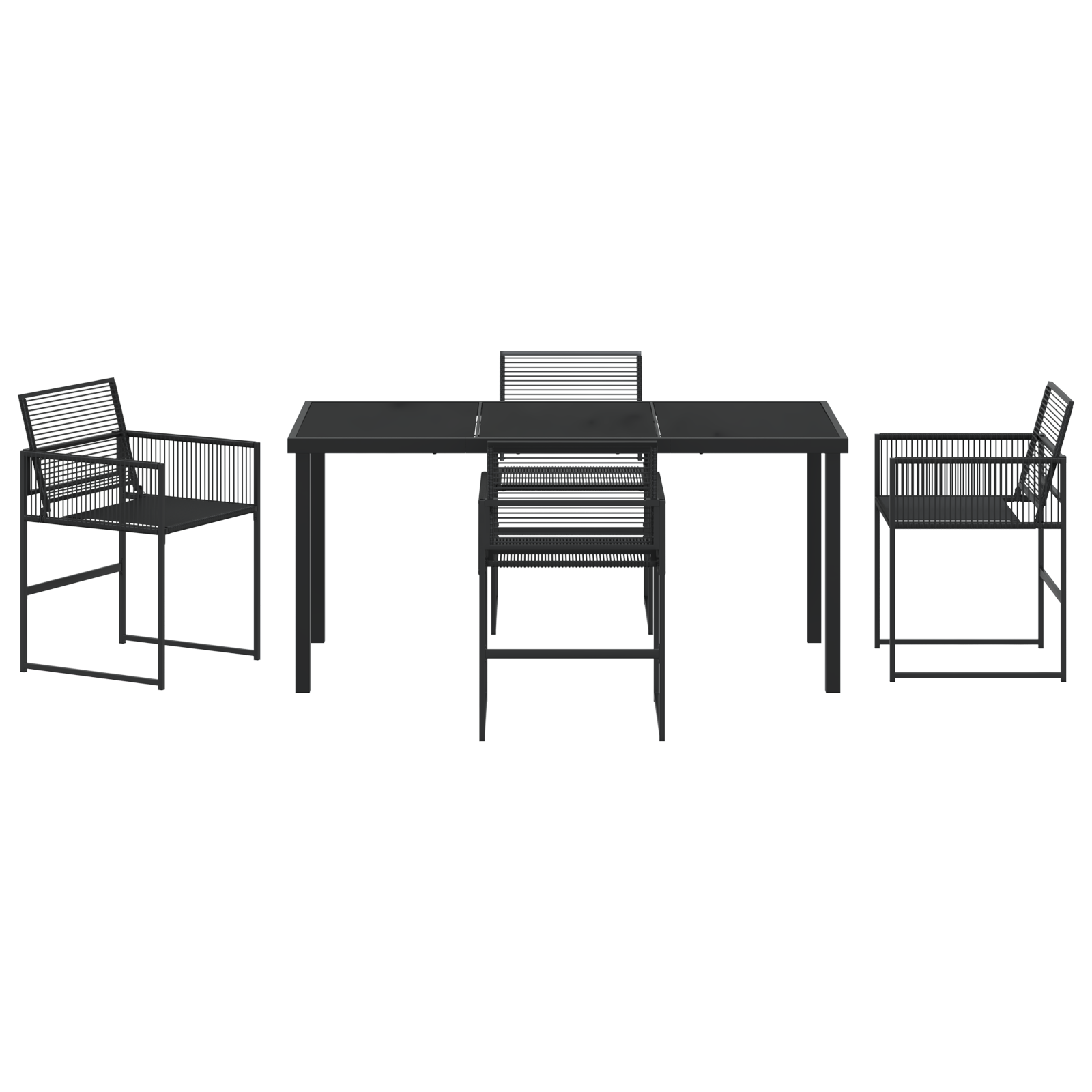 Set de Masă pentru Grădină 5 Piese Negru Rattan PE GartenMobel Dekor