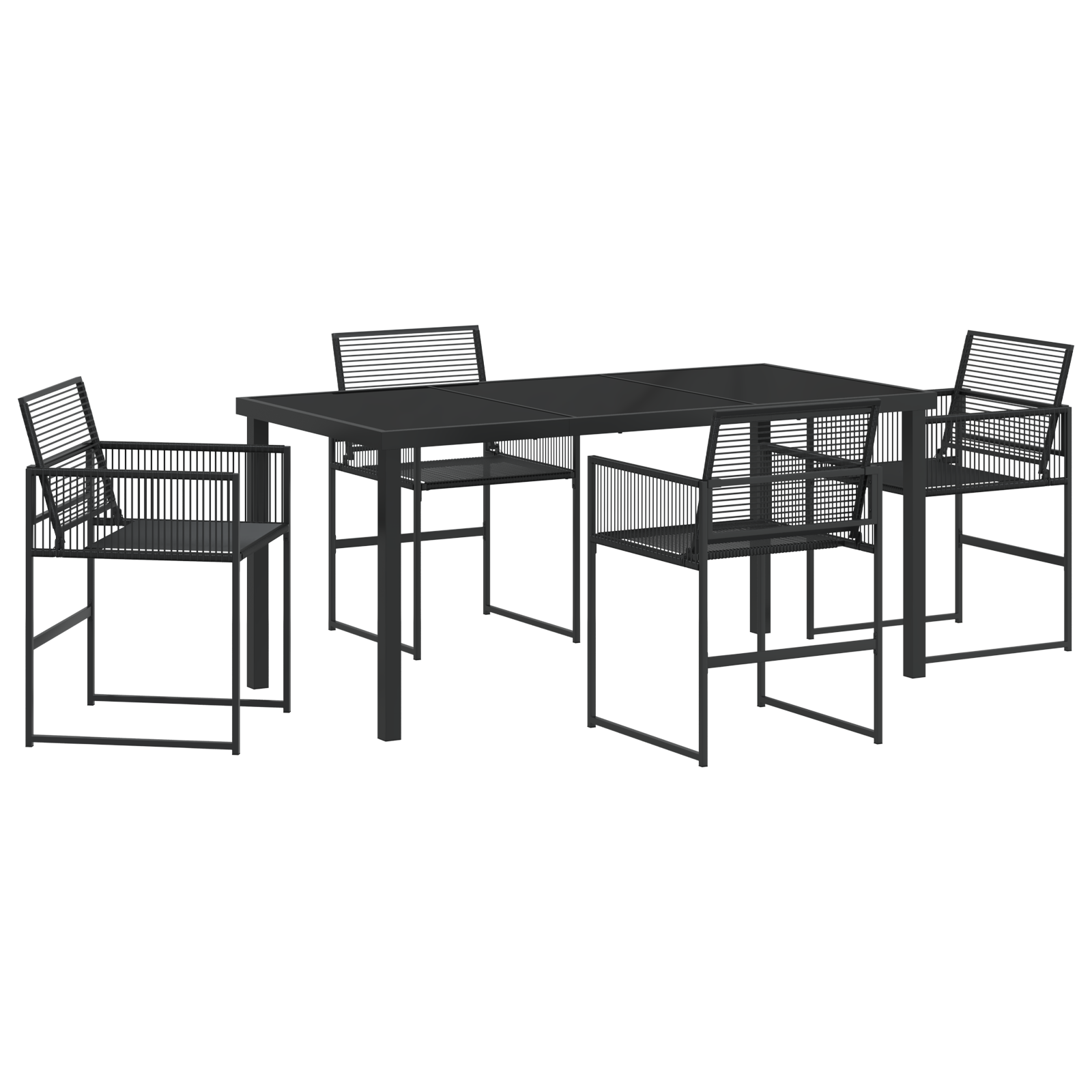 Set de Masă pentru Grădină 5 Piese Negru Rattan PE GartenMobel Dekor