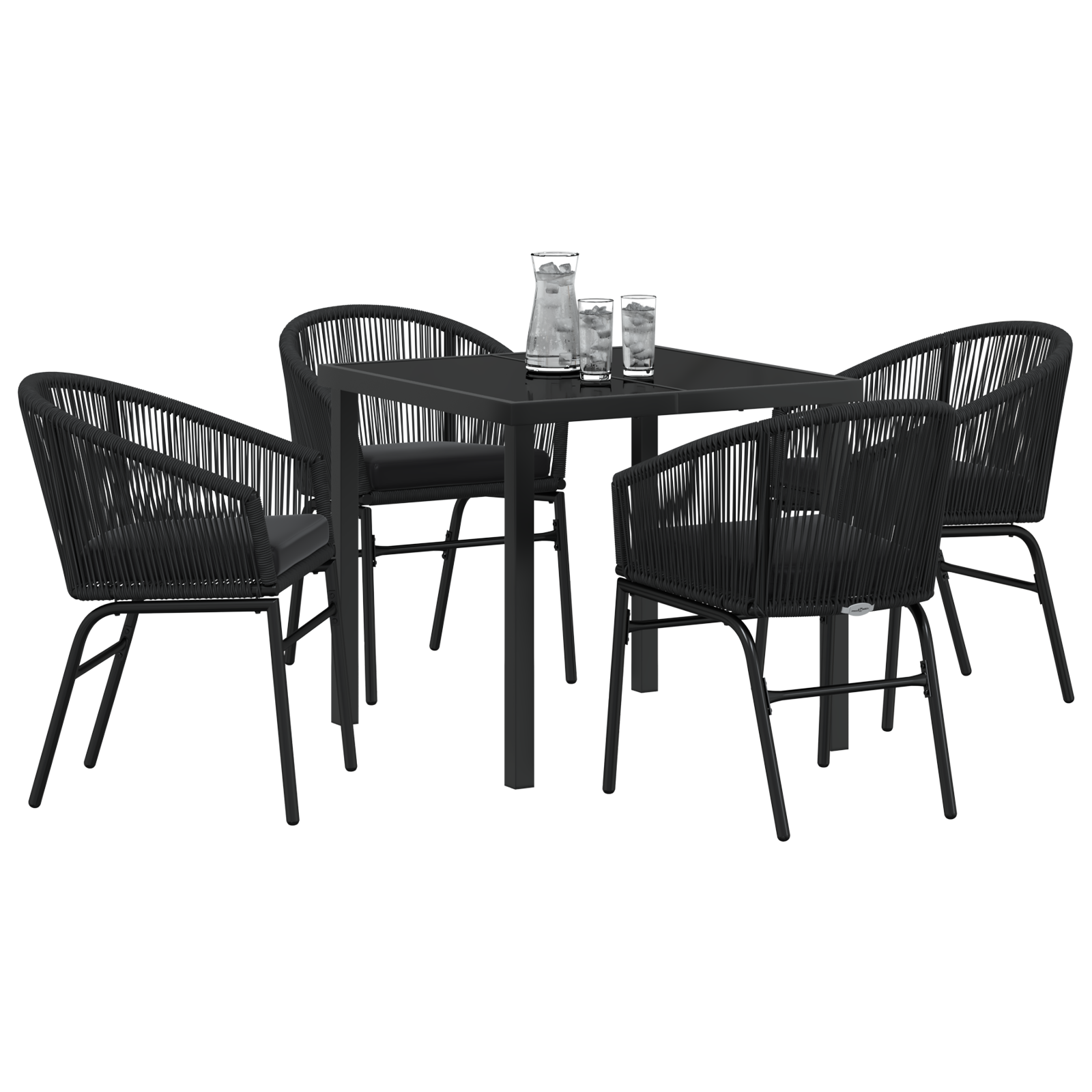 Set de dining de grădină 5 piese Negru Rattan Poliester GartenMobel Dekor