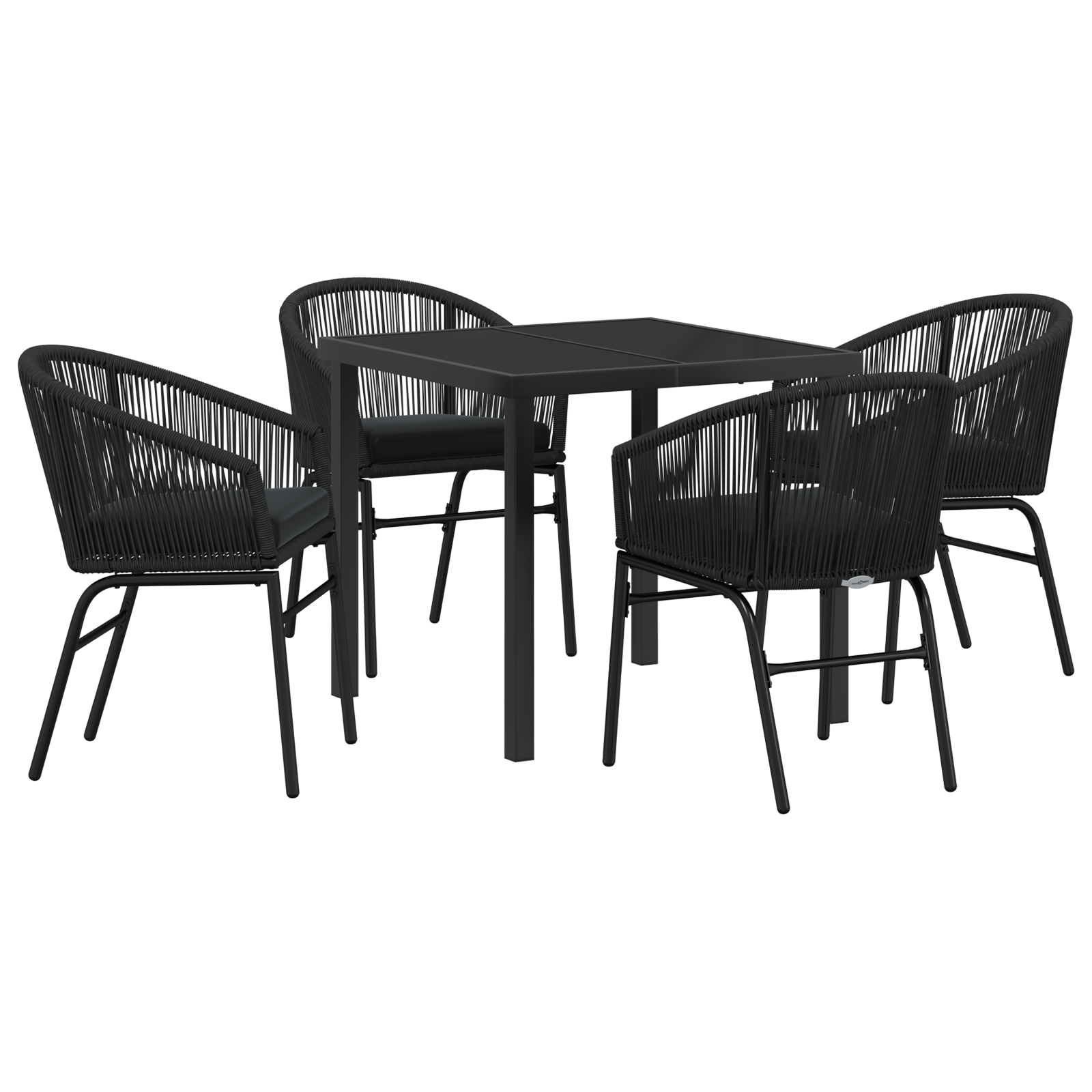 Set de dining de grădină 5 piese Negru Rattan Poliester GartenMobel Dekor