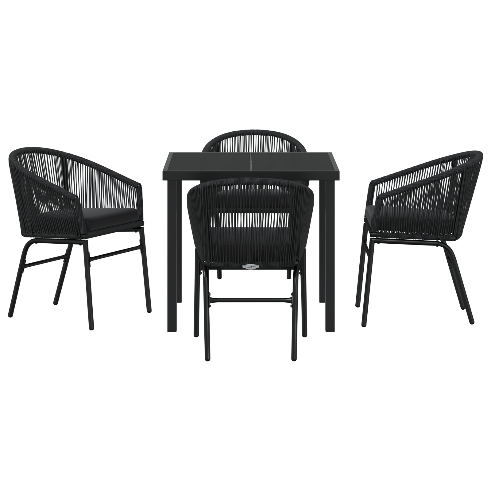 Set de dining de grădină 5 piese Negru Rattan Poliester GartenMobel Dekor