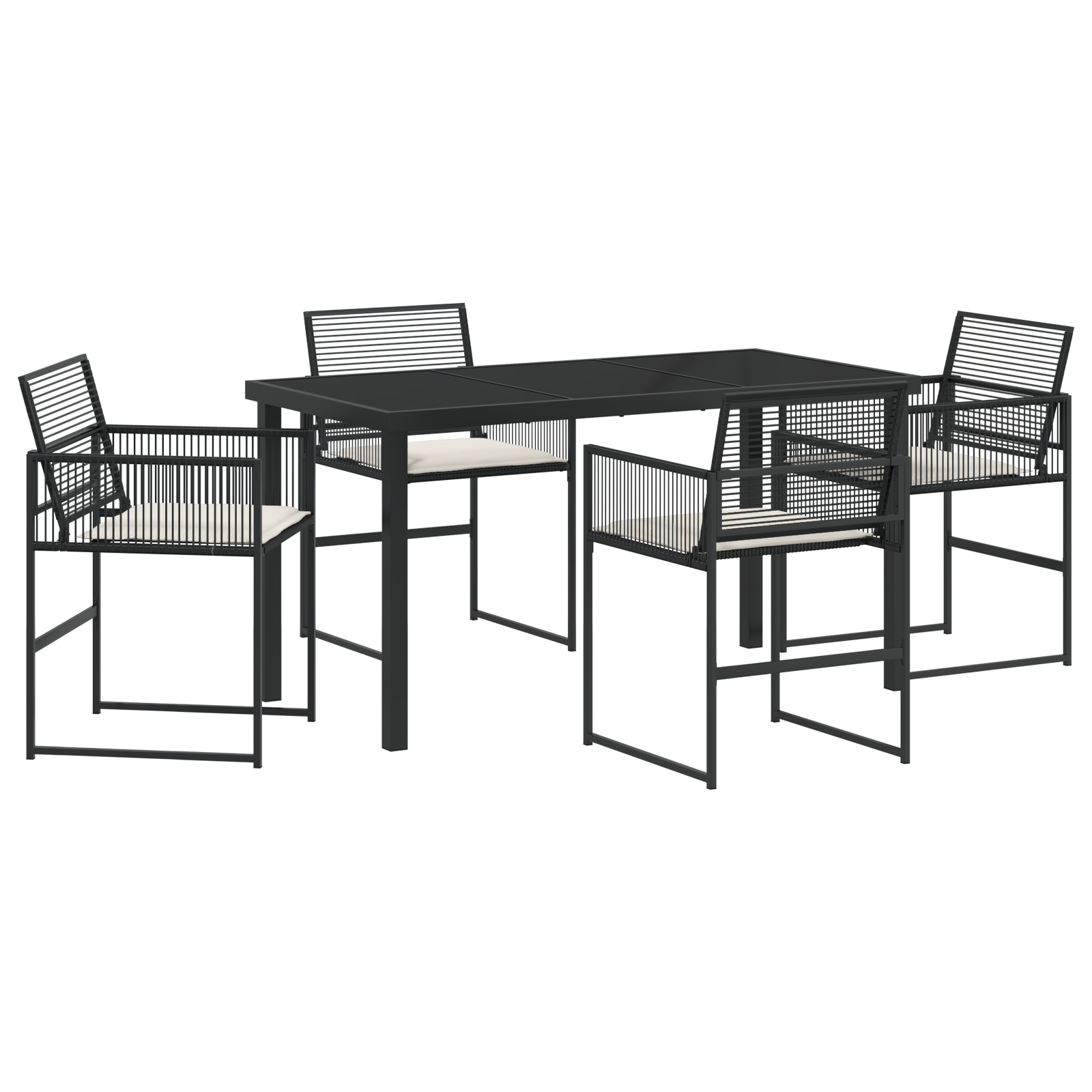 Set de dining de grădină 5 piese cu perne, Negru Poliratan GartenMobel Dekor