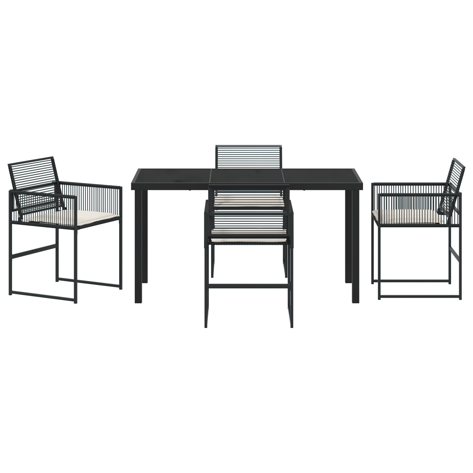 Set de dining de grădină 5 piese cu perne, Negru Poliratan GartenMobel Dekor