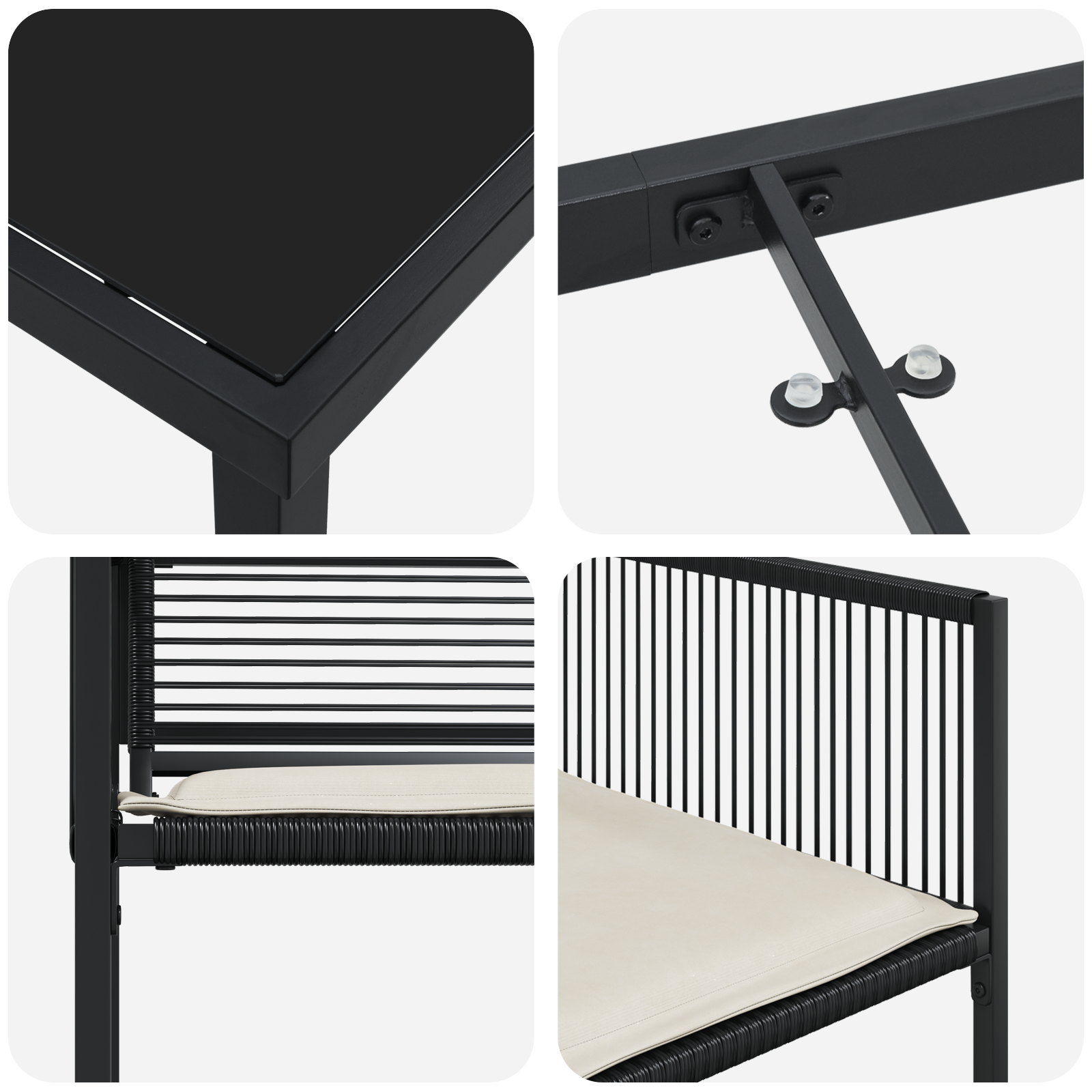 Set de dining de grădină de 5 piese cu perne Ratan poliester negru GartenMobel Dekor