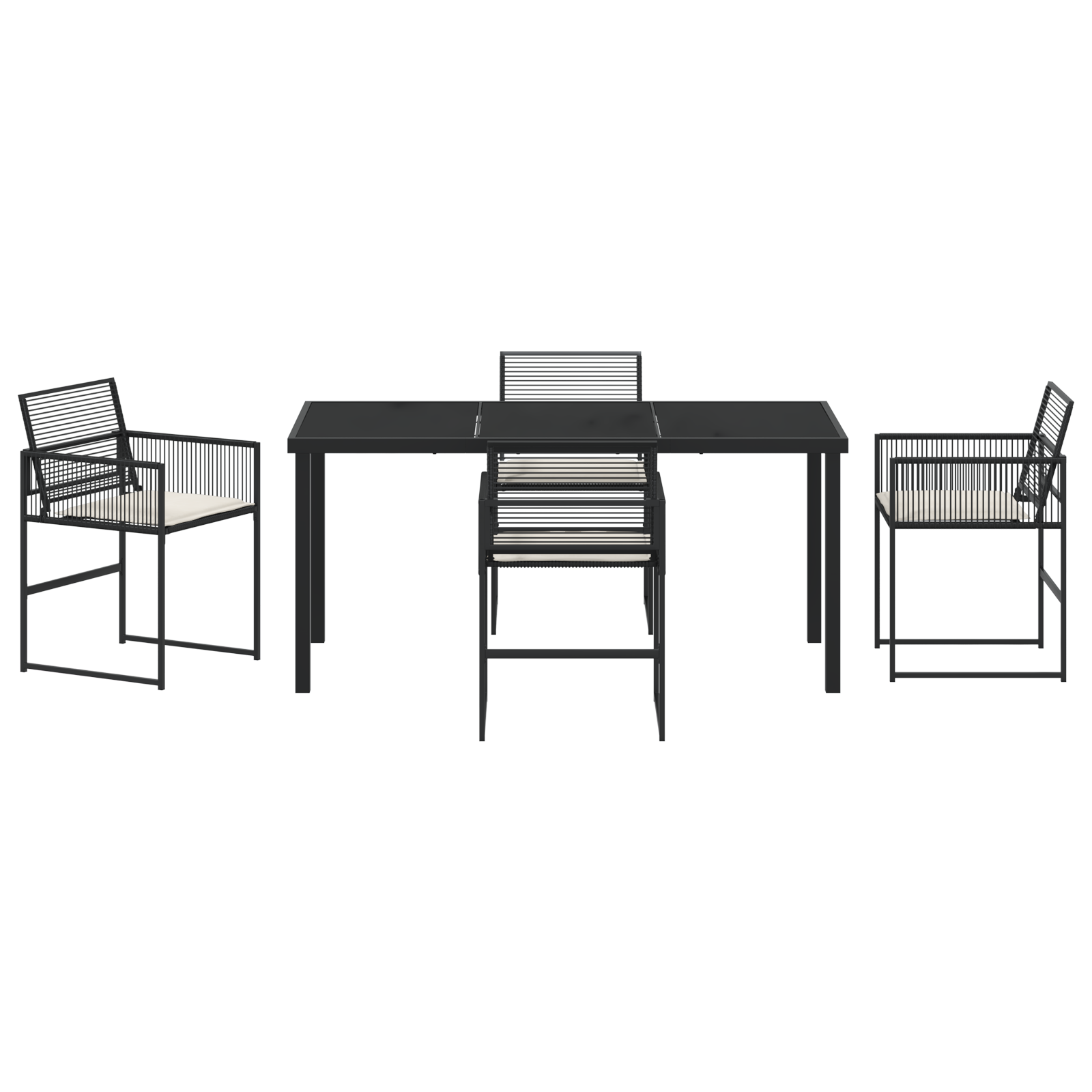 Set de dining de grădină de 5 piese cu perne Ratan poliester negru GartenMobel Dekor