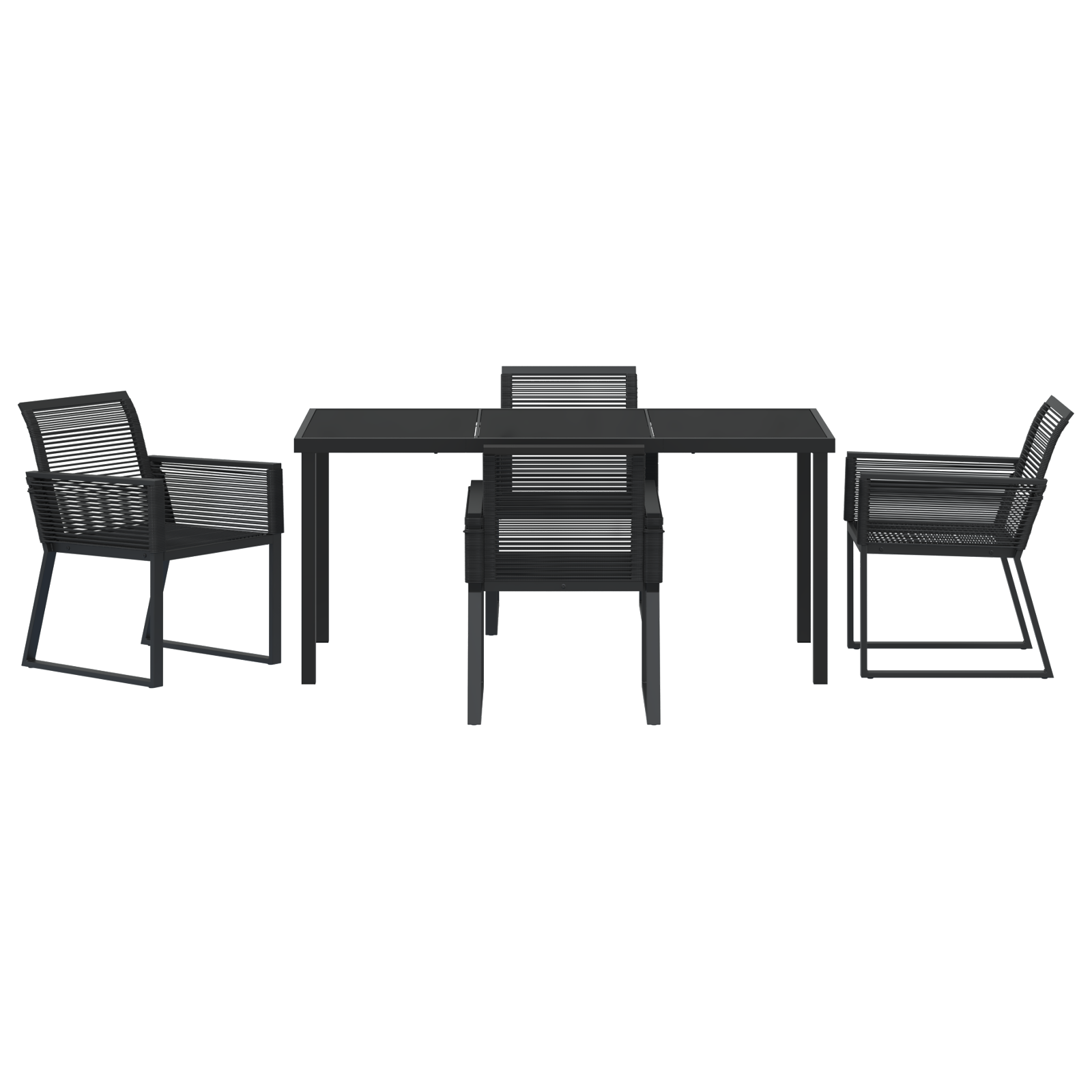 Set de dining pentru grădină , 5 piese, negru, ratan GartenMobel Dekor
