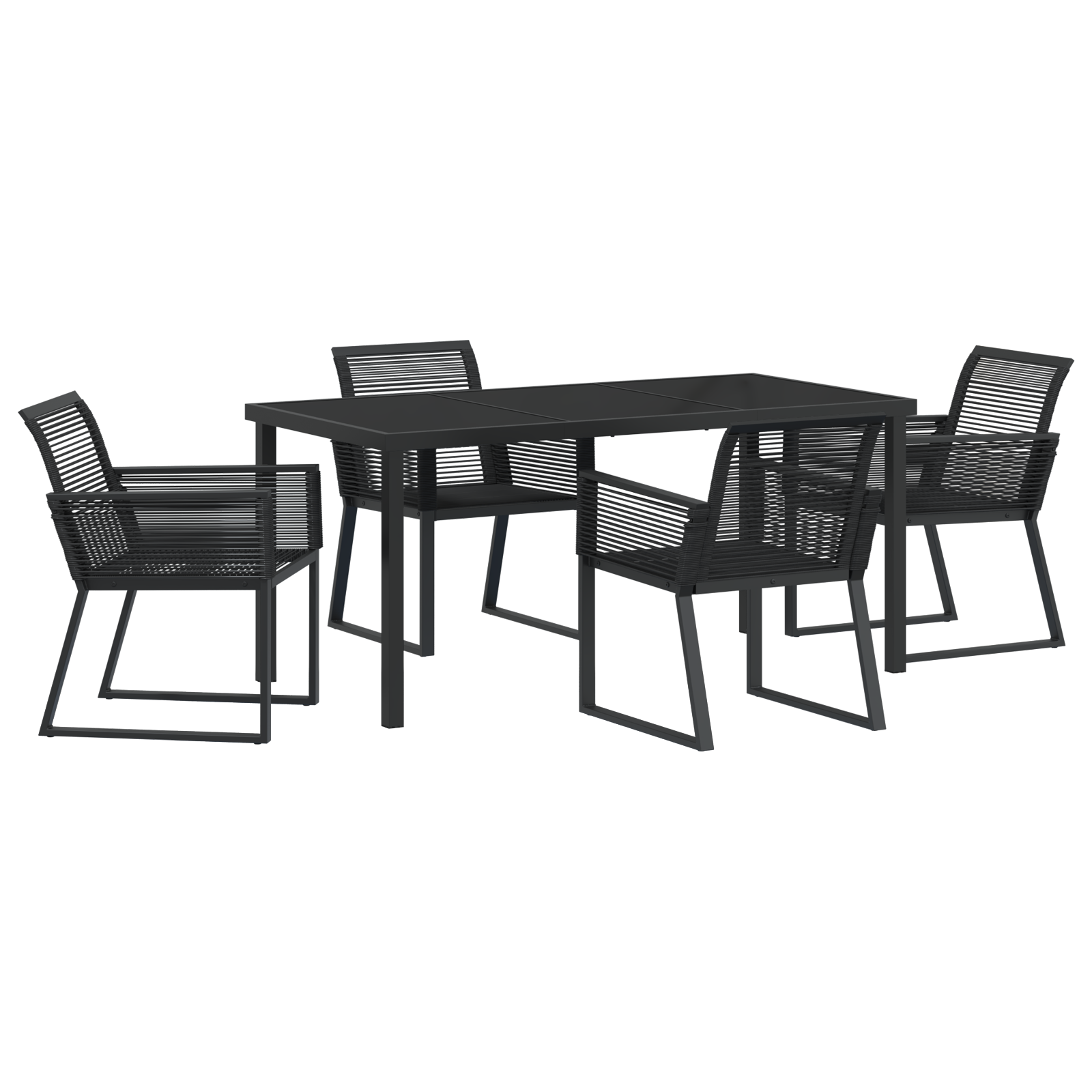 Set de dining pentru grădină , 5 piese, negru, ratan GartenMobel Dekor