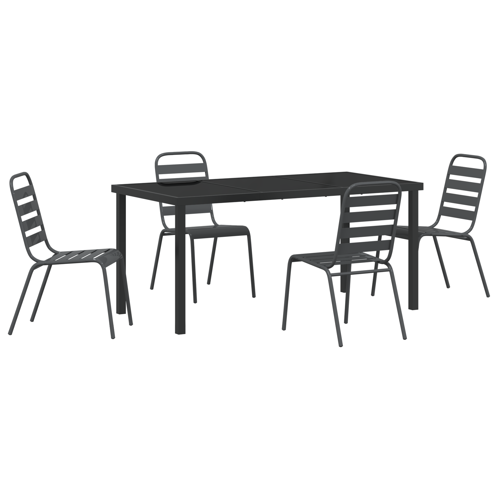 Set de dining pentru grădină 5 Piese Gri Închis Oțel GartenMobel Dekor