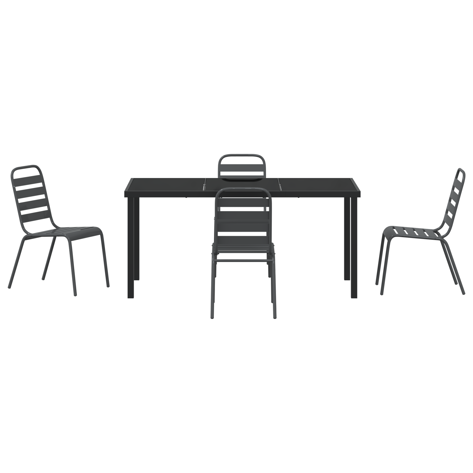 Set de dining pentru grădină 5 Piese Gri Închis Oțel GartenMobel Dekor