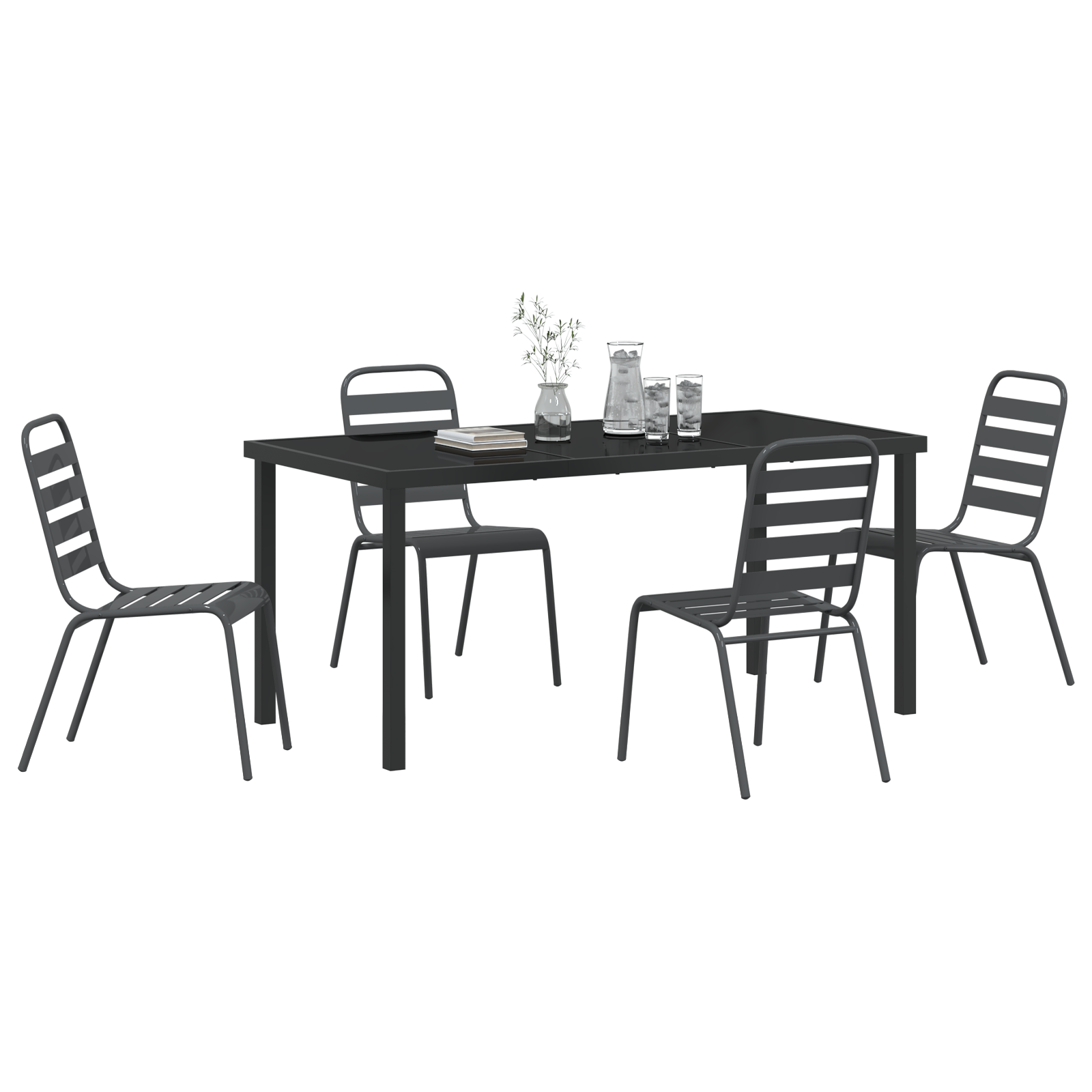 Set de dining pentru grădină 5 Piese Gri Închis Oțel GartenMobel Dekor