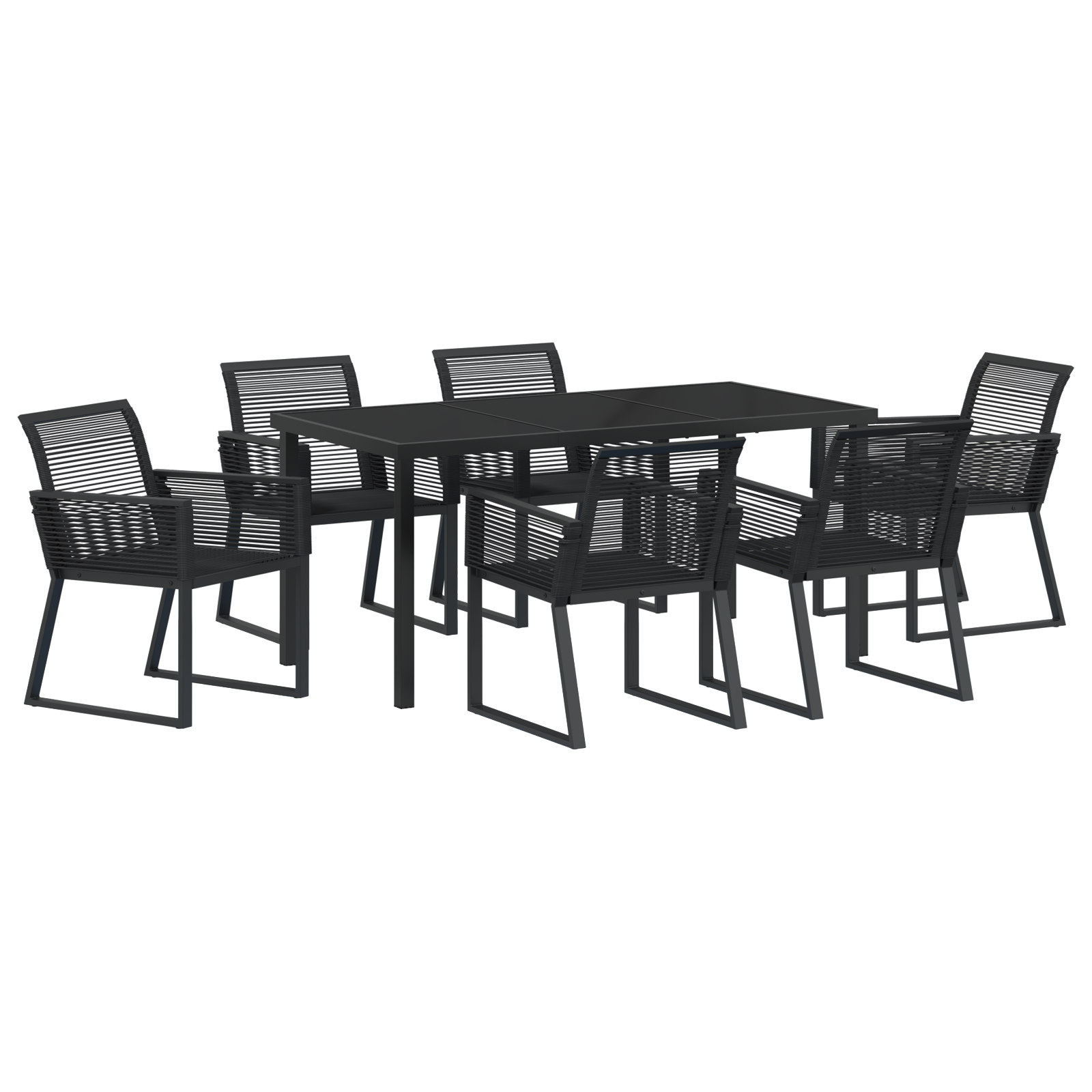 Set de mese de grădină cu 7 piese Negru Ratan Poli GartenMobel Dekor