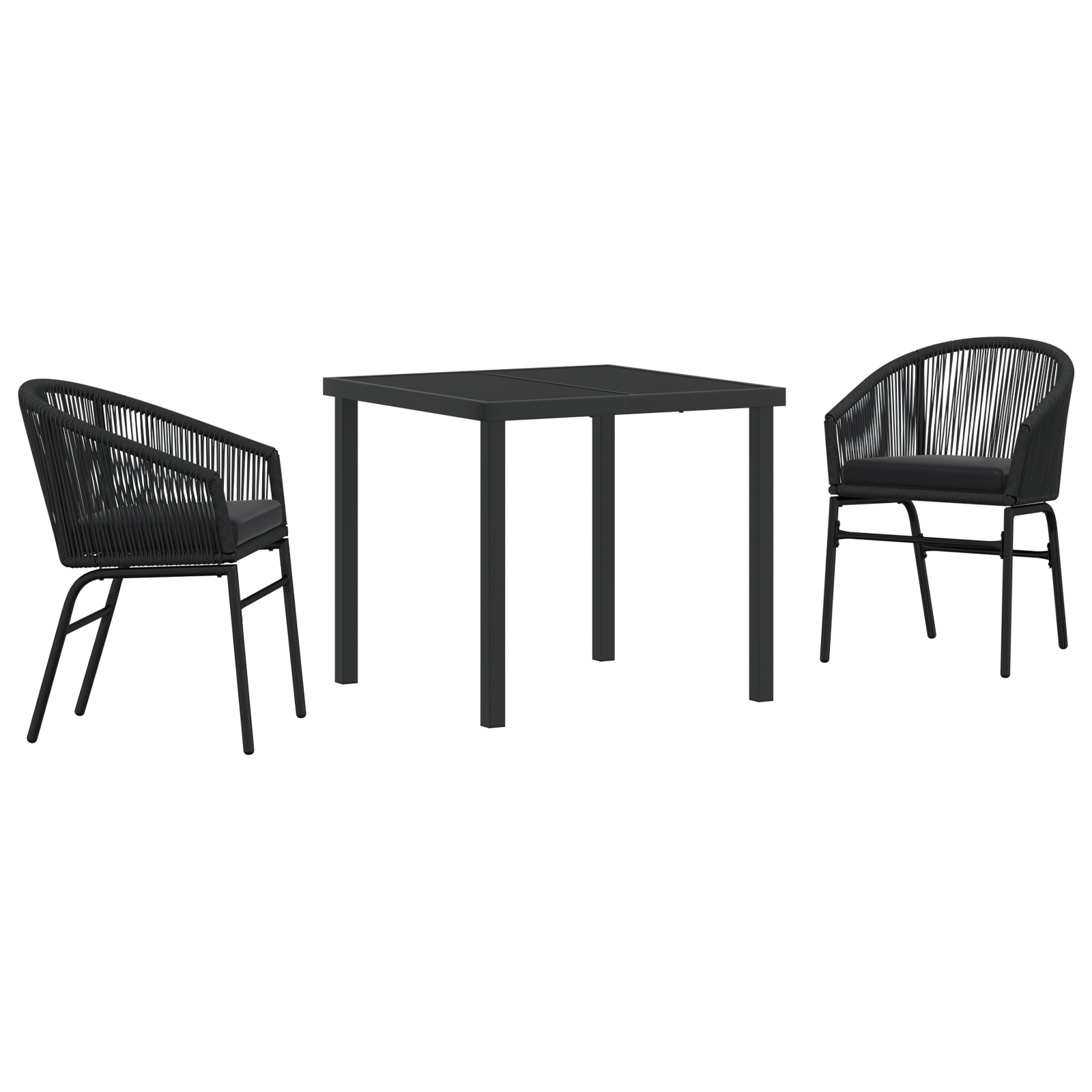Set de sufragerie de grădină 3 piese Ratan PE Negru GartenMobel Dekor