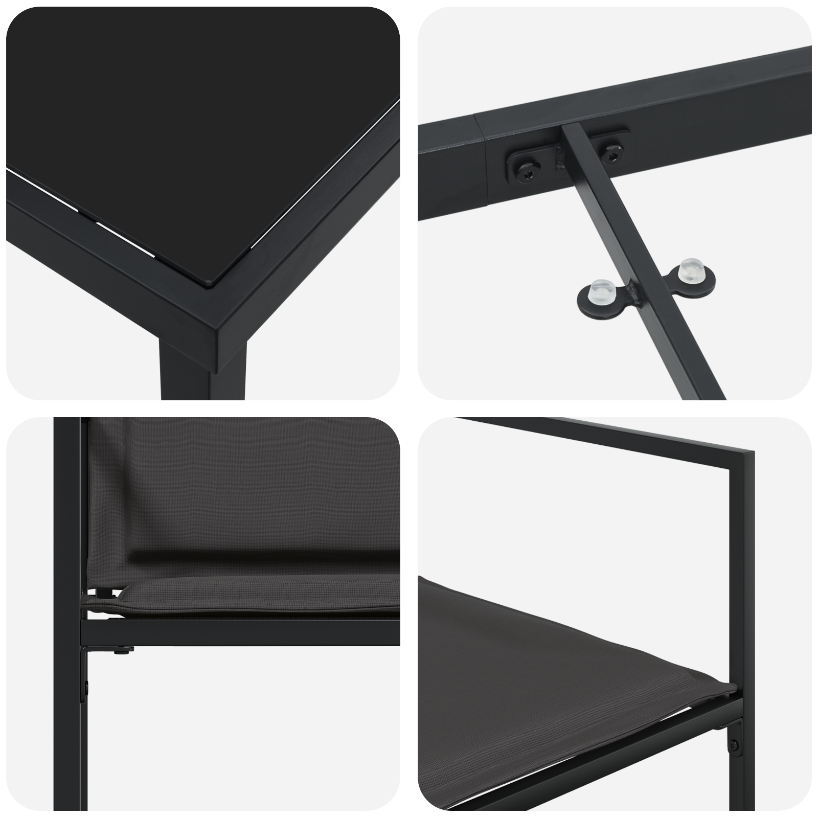 Set dining grădină 5 piese cu perne Negru Textilene și Oțel GartenMobel Dekor