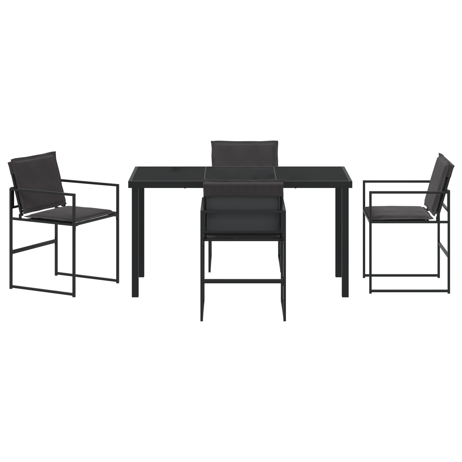 Set dining grădină 5 piese cu perne Negru Textilene și Oțel GartenMobel Dekor