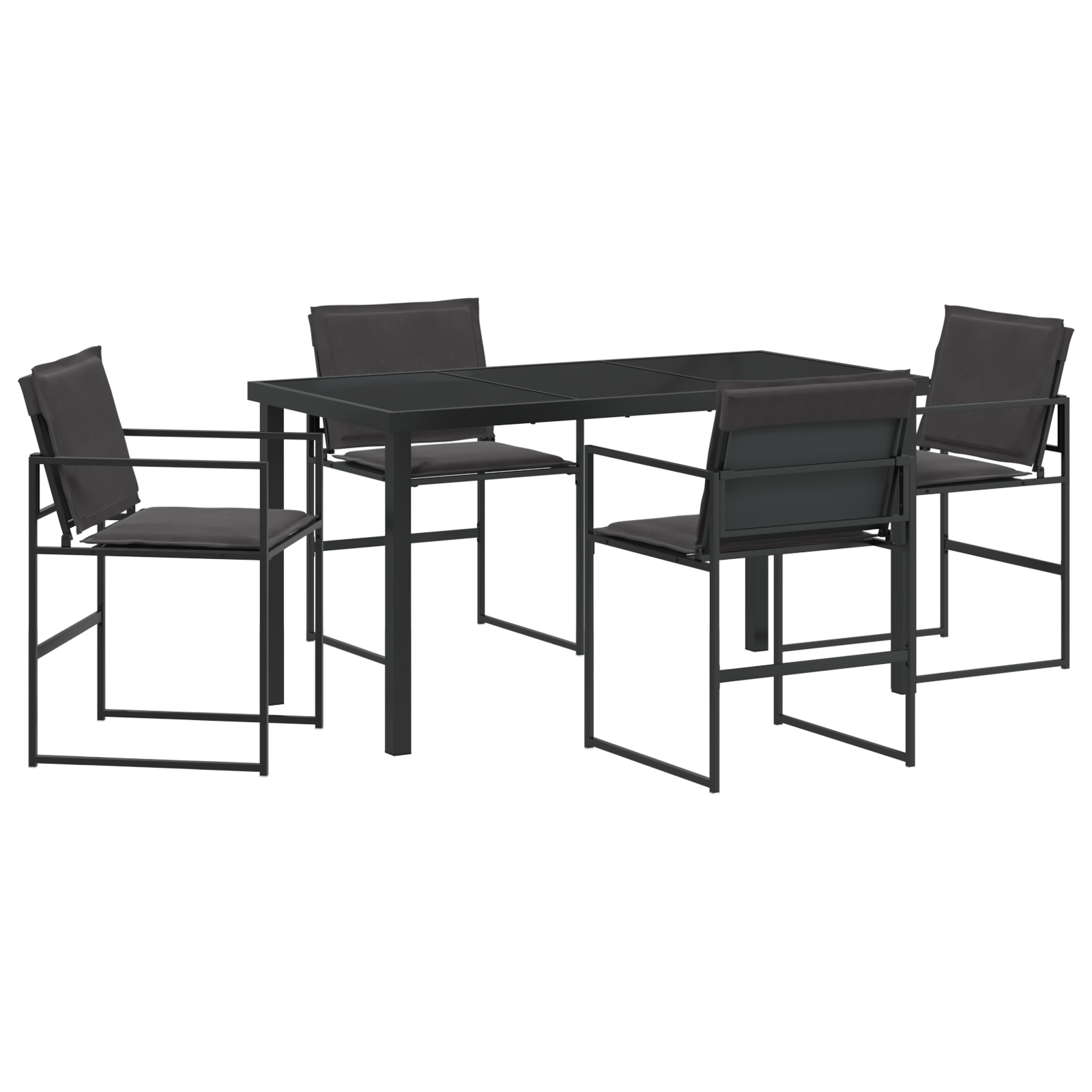 Set dining grădină 5 piese cu perne Negru Textilene și Oțel GartenMobel Dekor