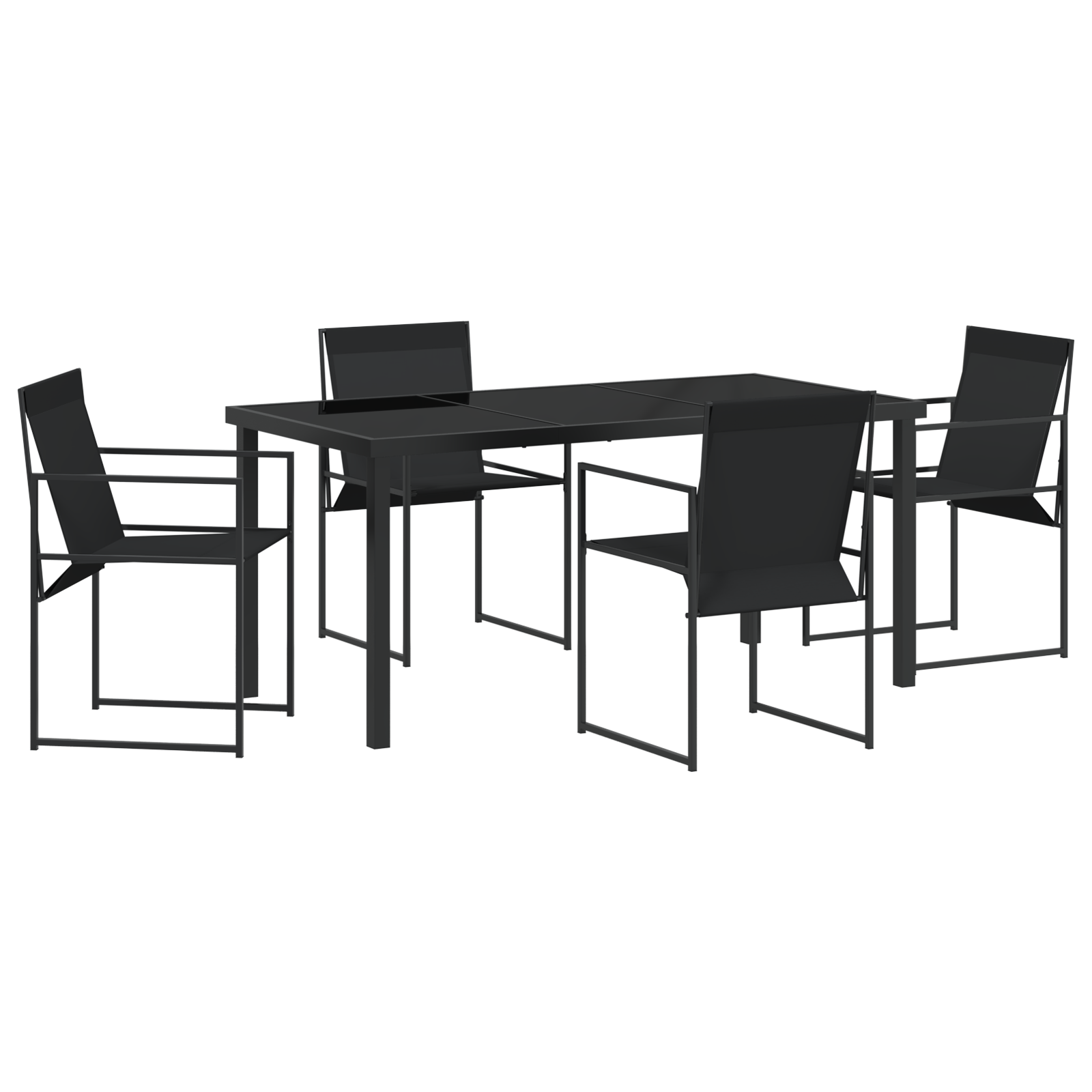 Set mese grădină 5 piese Negru Textilene și Oțel GartenMobel Dekor