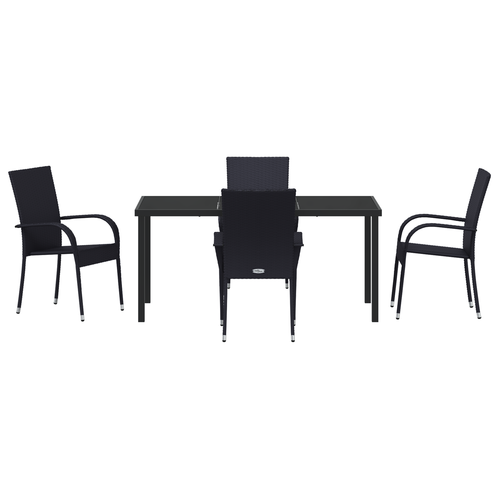 Set de Dining de Grădină 5 Piese Negru Poliratan GartenMobel Dekor