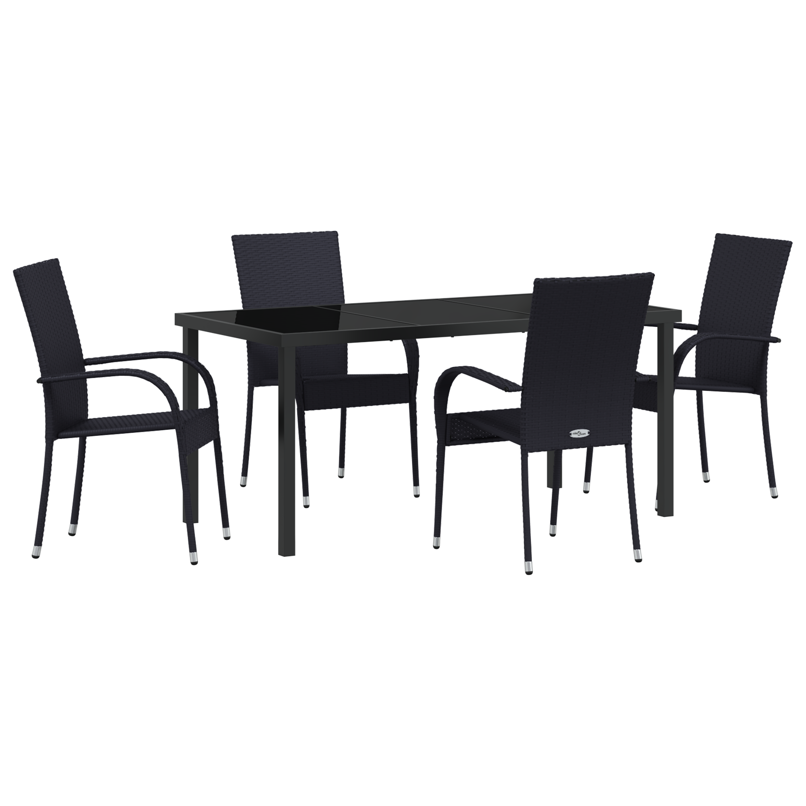 Set de Dining de Grădină 5 Piese Negru Poliratan GartenMobel Dekor