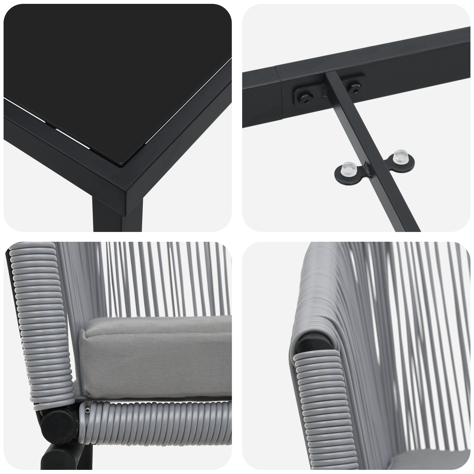 Set de Dining pentru Grădină 5 Piese Grey Poliratan GartenMobel Dekor