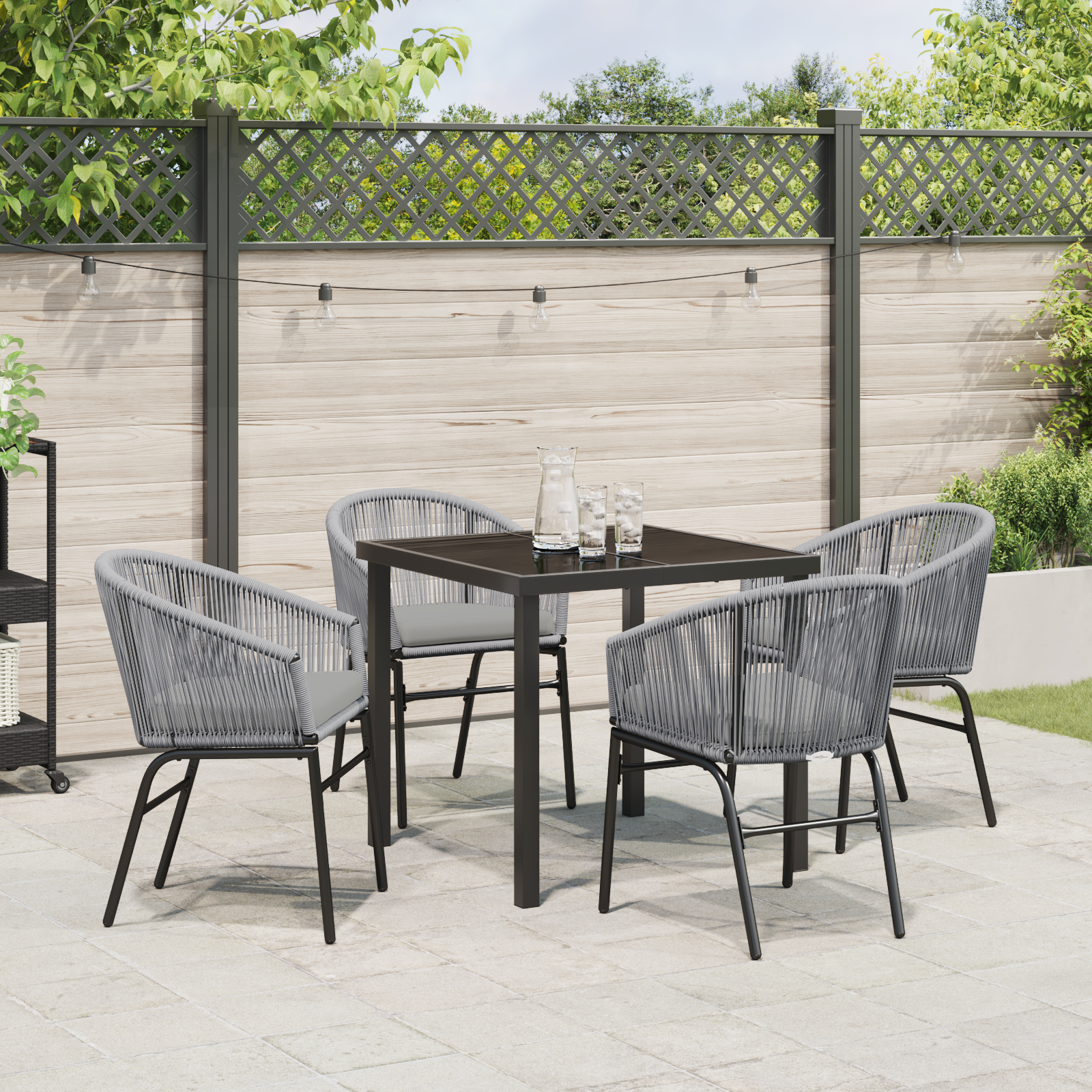 Set de Dining pentru Grădină 5 Piese Grey Poliratan GartenMobel Dekor