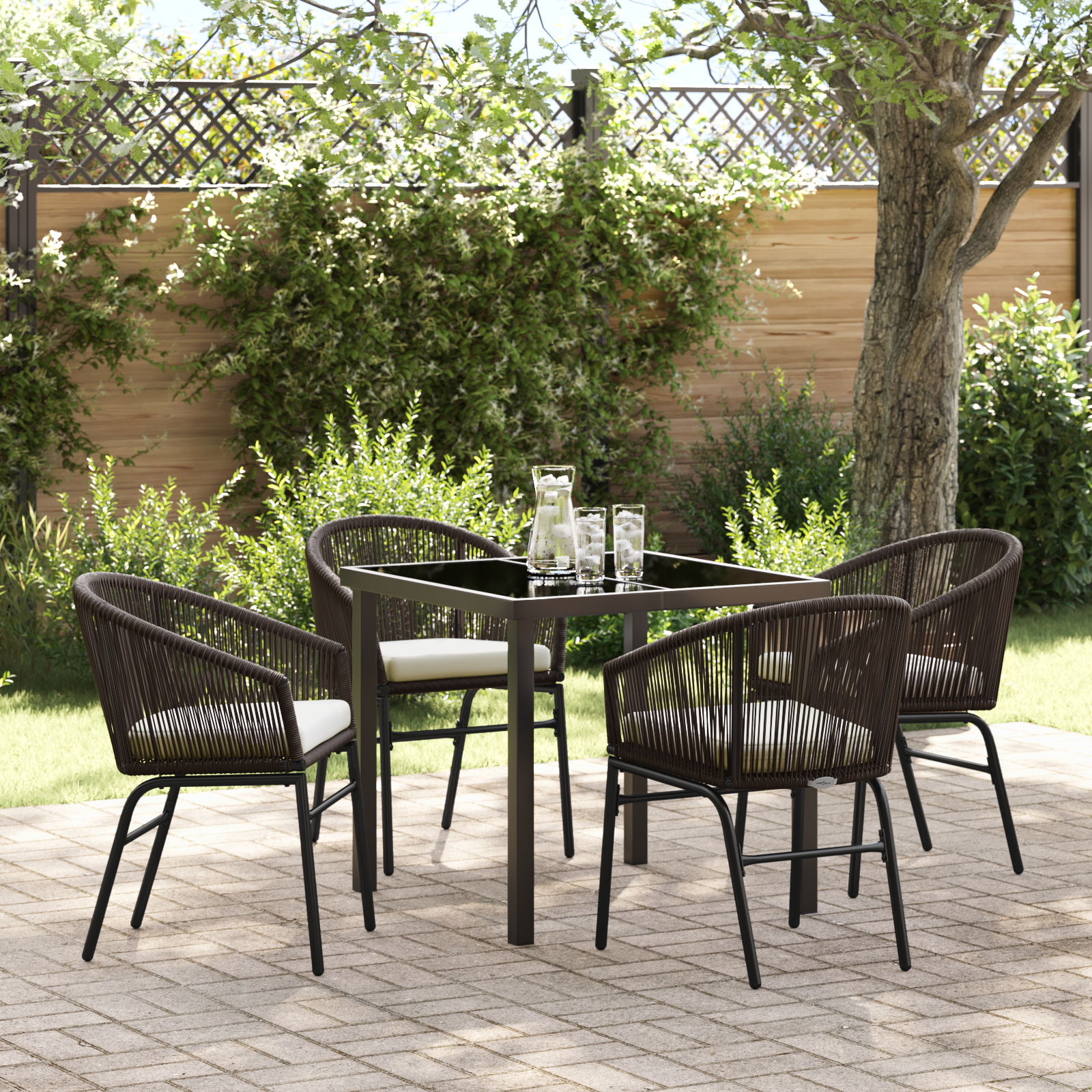 Set de Dining pentru Grădină 5 Piese Maro Poliratan GartenMobel Dekor