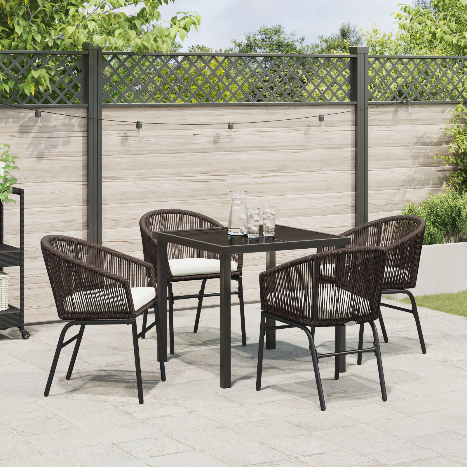 Set de Dining pentru Grădină 5 Piese Maro Poliratan GartenMobel Dekor