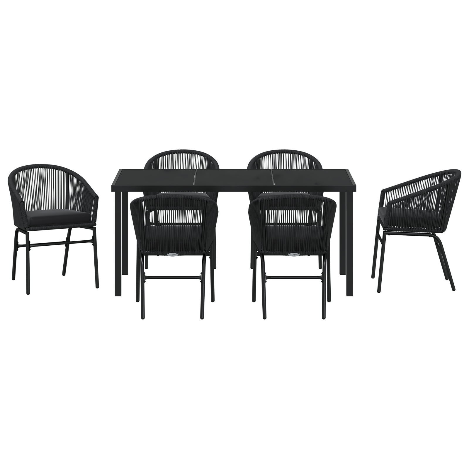 Set de Dining pentru Grădină 7 Piese Negru Poli Ratan GartenMobel Dekor