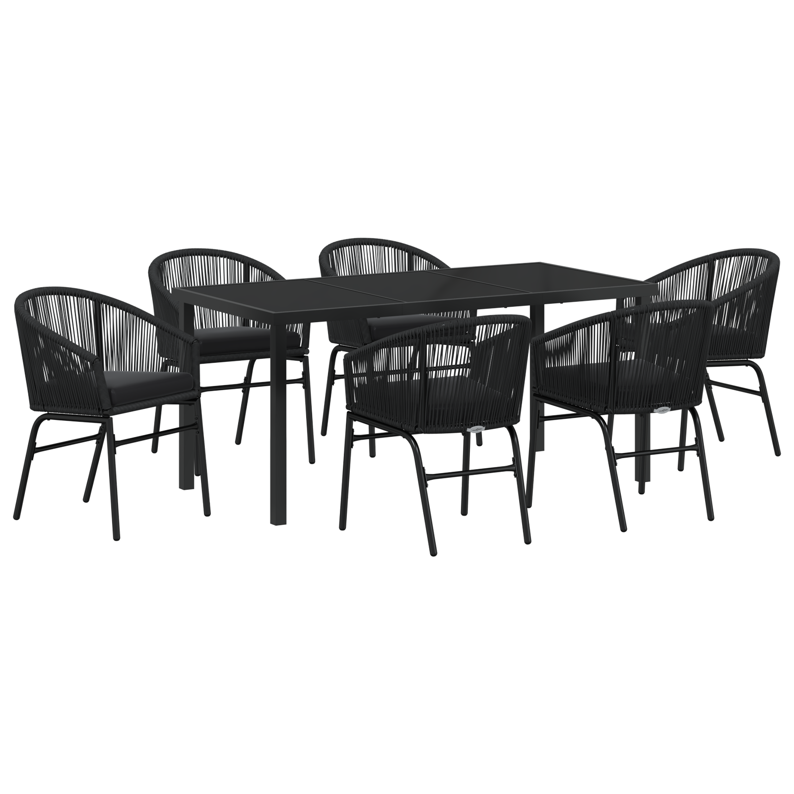 Set de Dining pentru Grădină 7 Piese Negru Poli Ratan GartenMobel Dekor
