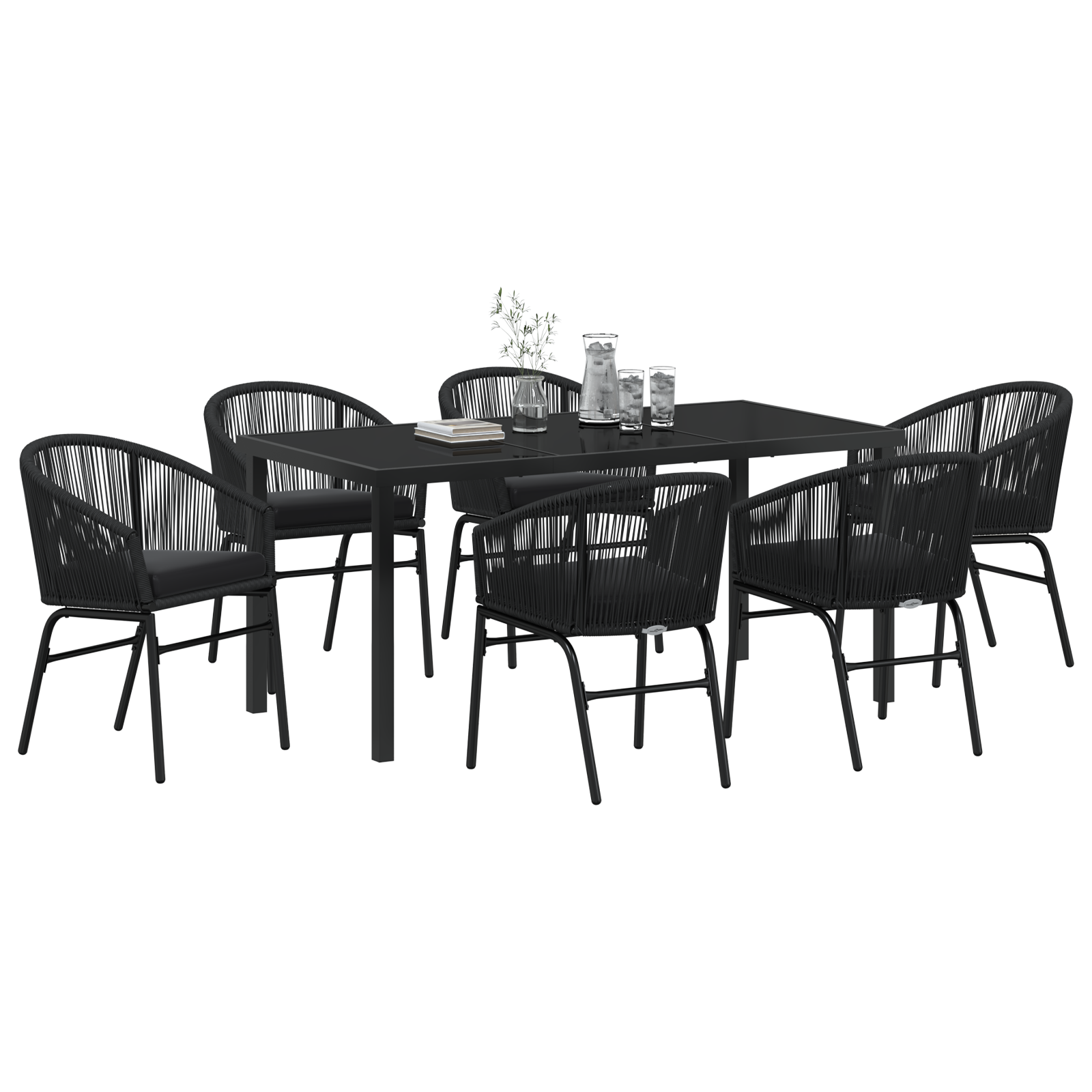 Set de Dining pentru Grădină 7 Piese Negru Poli Ratan GartenMobel Dekor