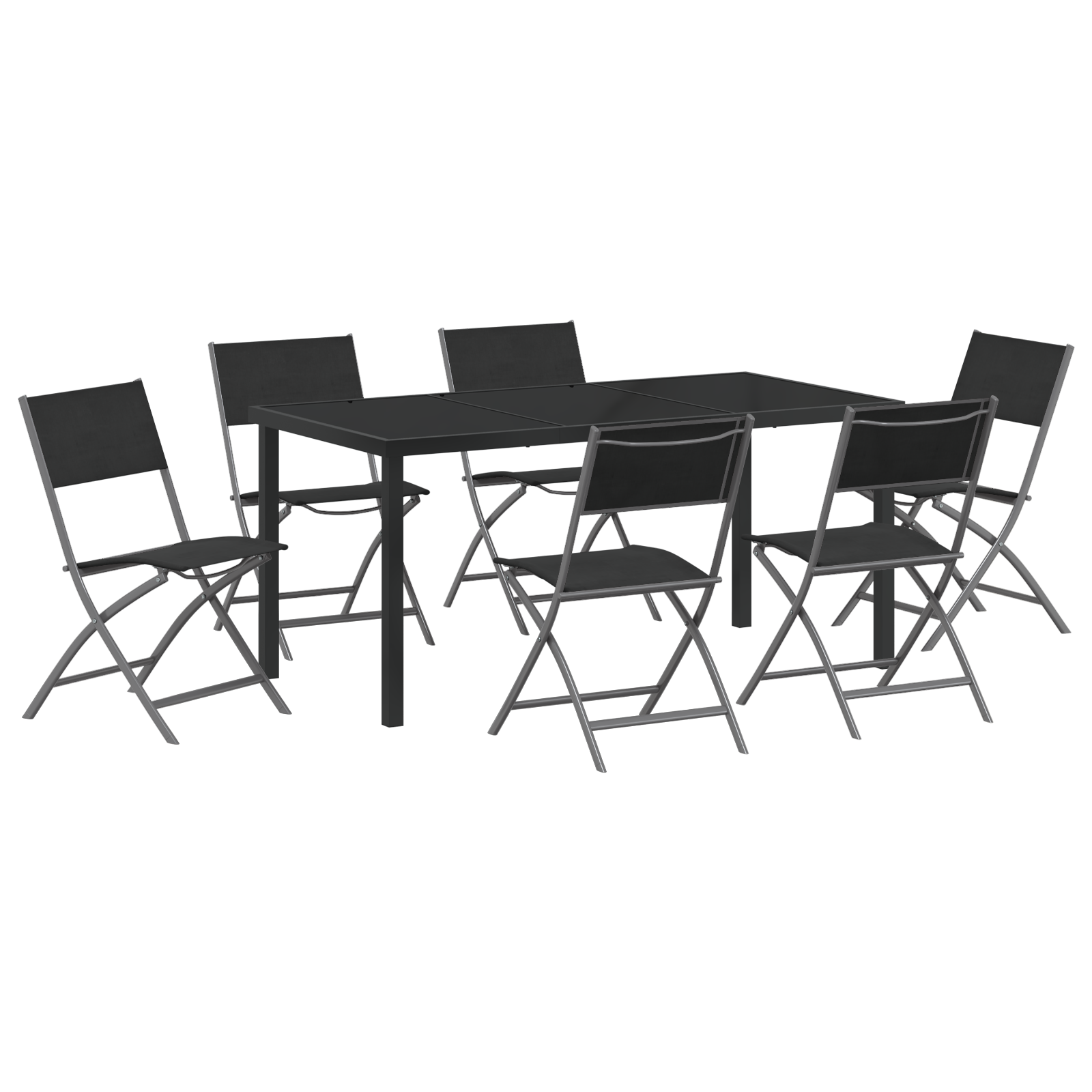 Set de Dining pentru Grădină 7 Piese Negru Textil și Oțel GartenMobel Dekor