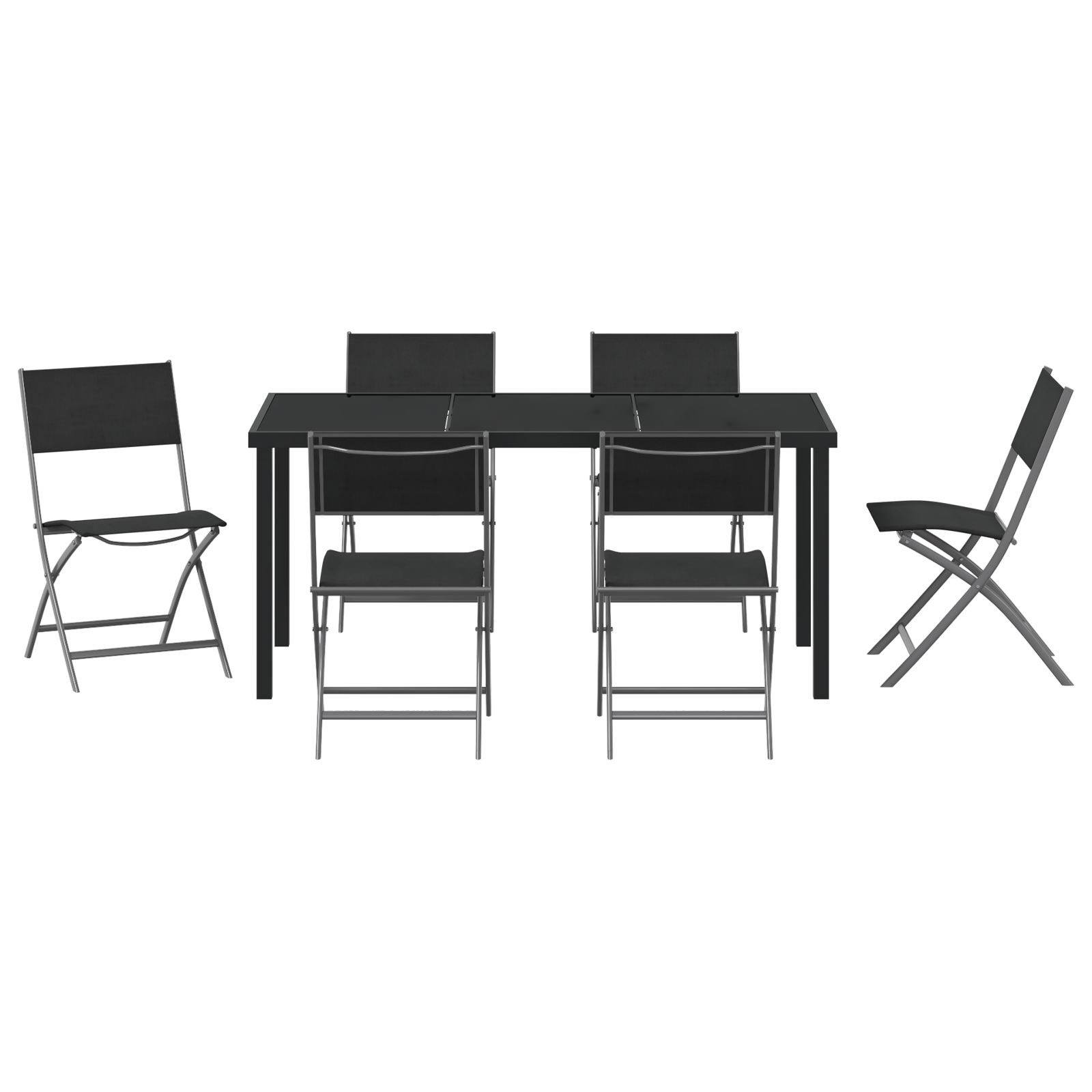 Set de Dining pentru Grădină 7 Piese Negru Textil și Oțel GartenMobel Dekor