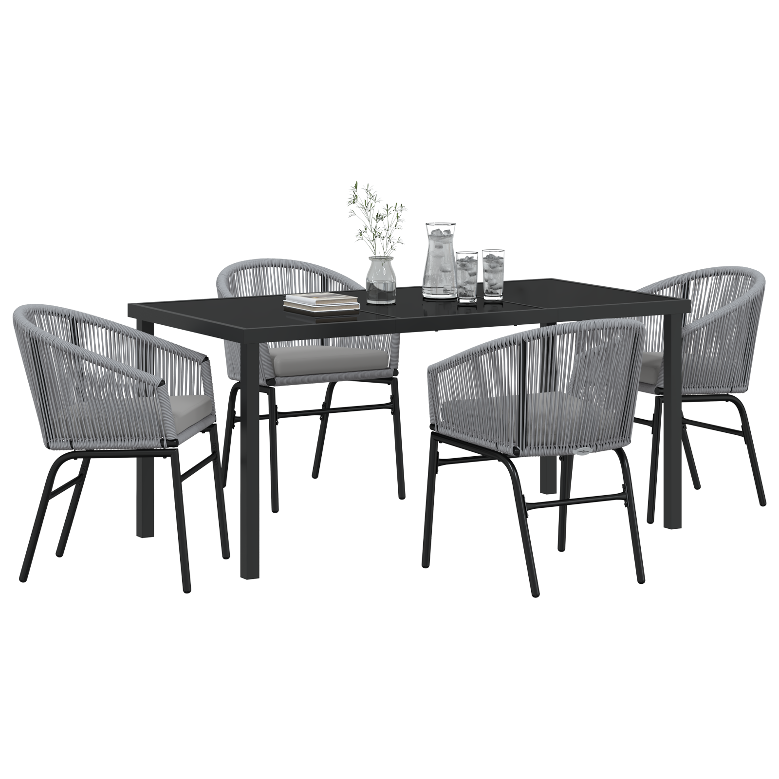 Set de Dining pentru Grădină de 5 Piese Gri Poliratan GartenMobel Dekor