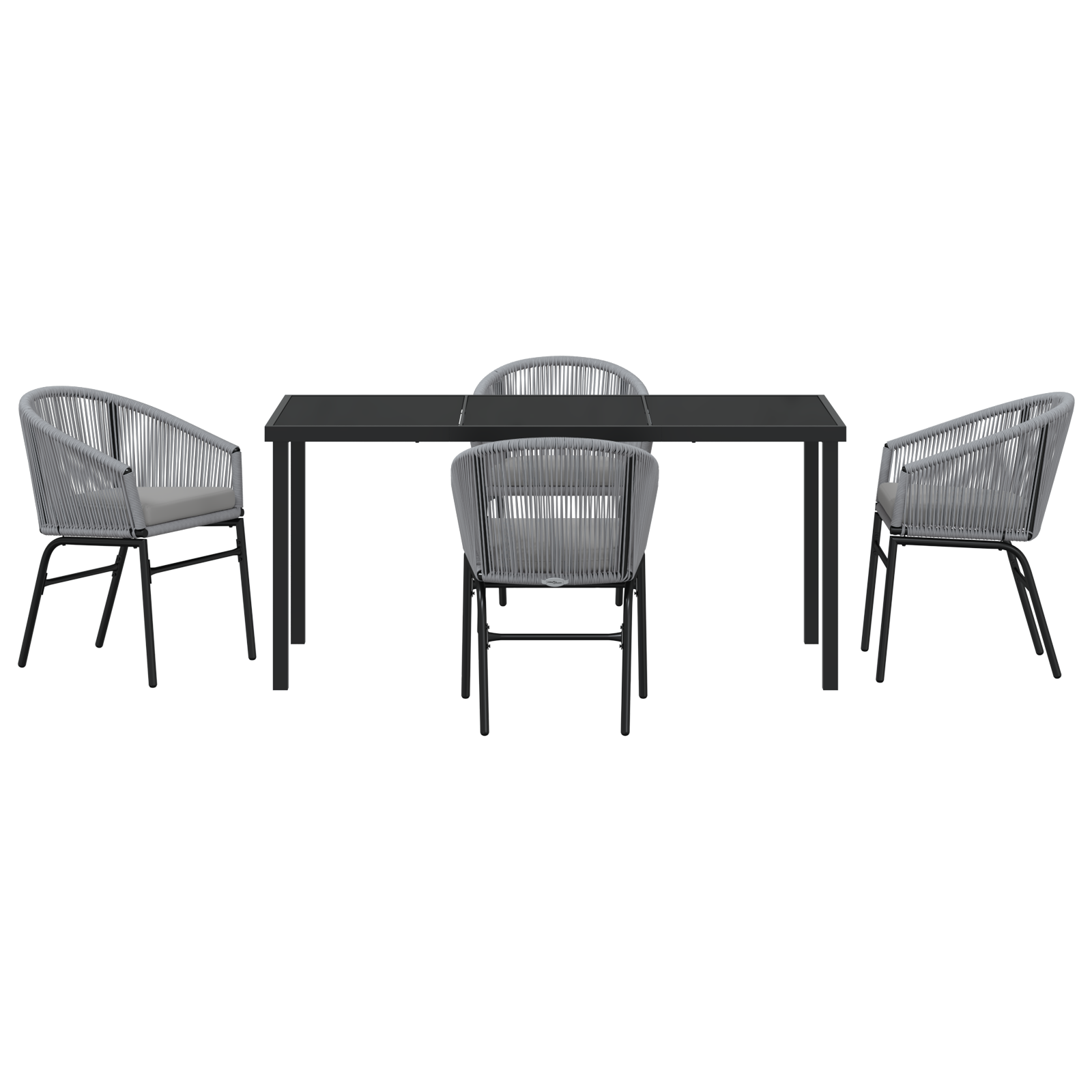 Set de Dining pentru Grădină de 5 Piese Gri Poliratan GartenMobel Dekor