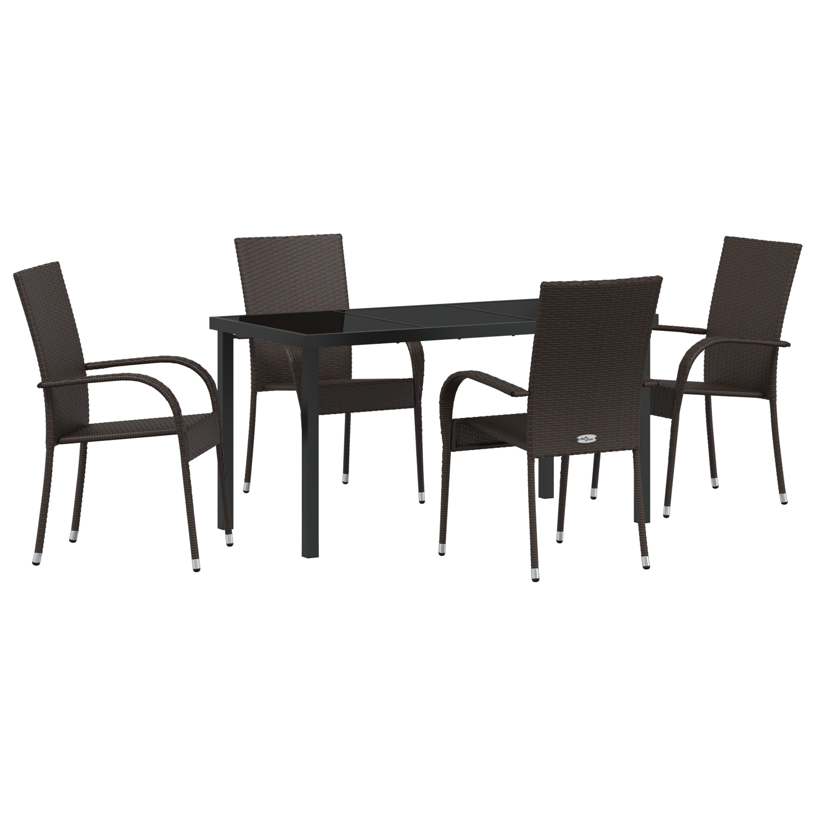 Set de Masă în Grădină de 5 Piese Maro din Rattan Artificiale GartenMobel Dekor