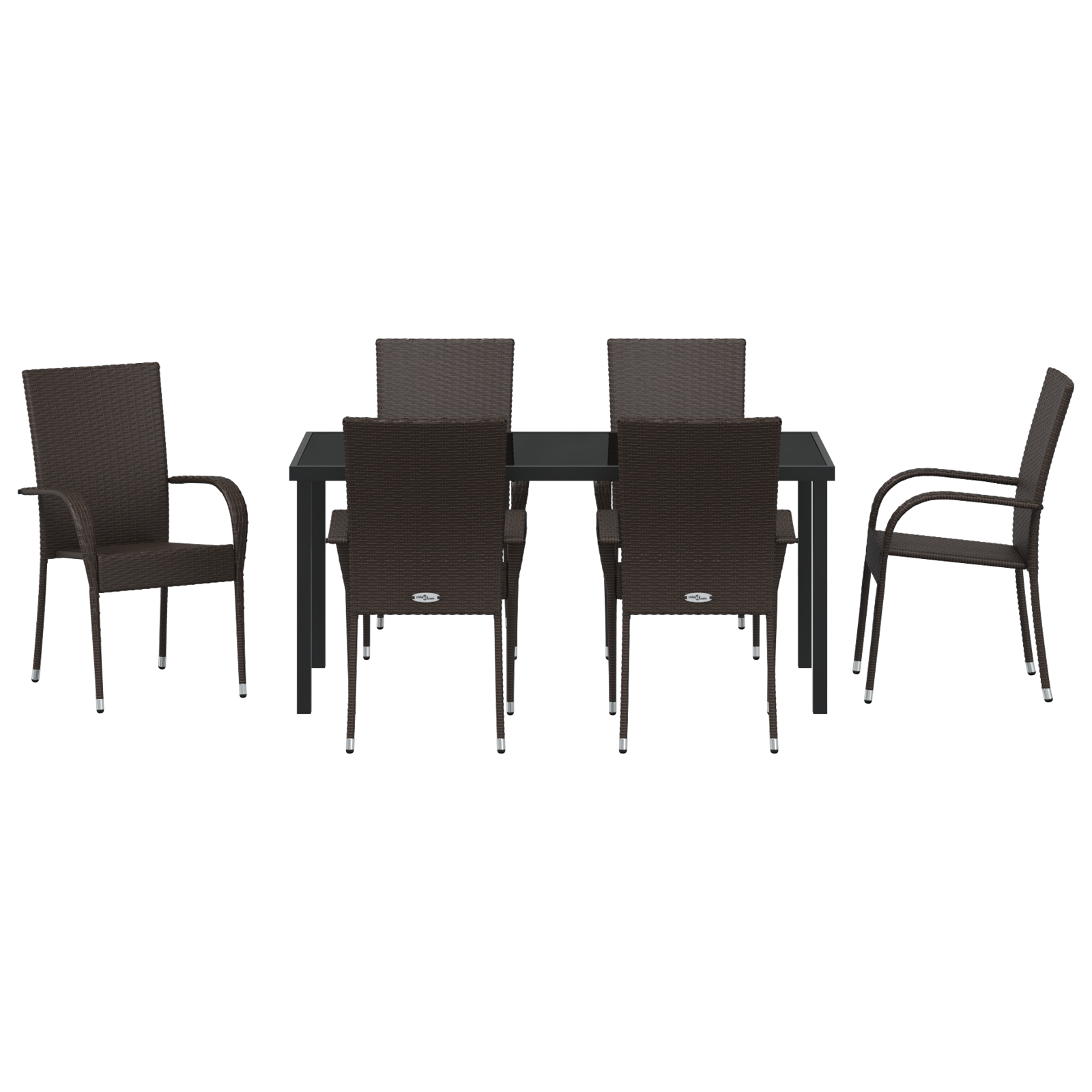 Set de Masă pentru Grădină 7 Piese Maro Ratan PE GartenMobel Dekor